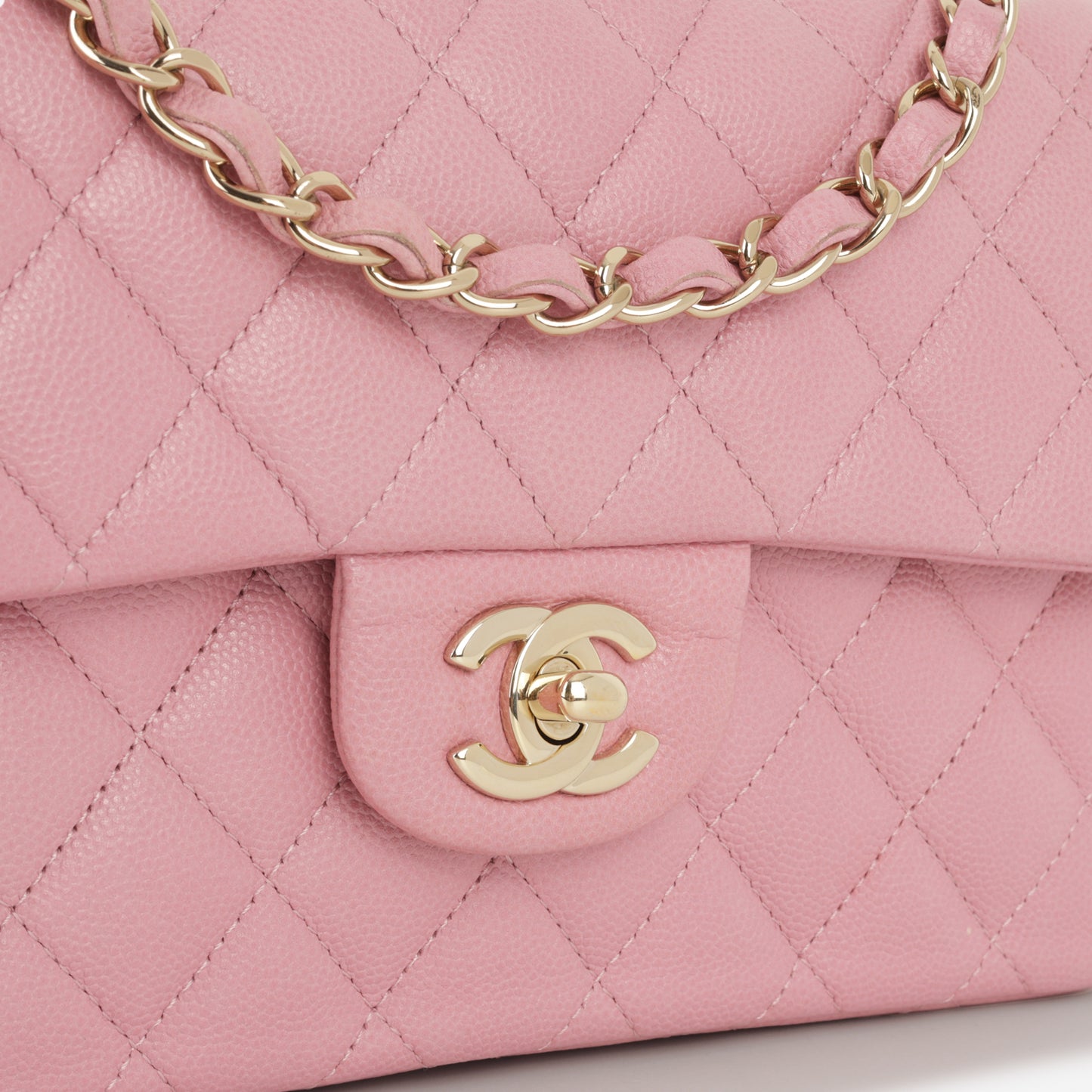 Chanel Small Classic Flap - Rose Fonce Caviar | Champagne Gold Hardware