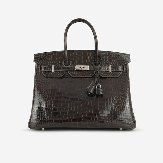 Hermès Birkin 35 - Graphite Crocodile Porosus | Palladium Hardware