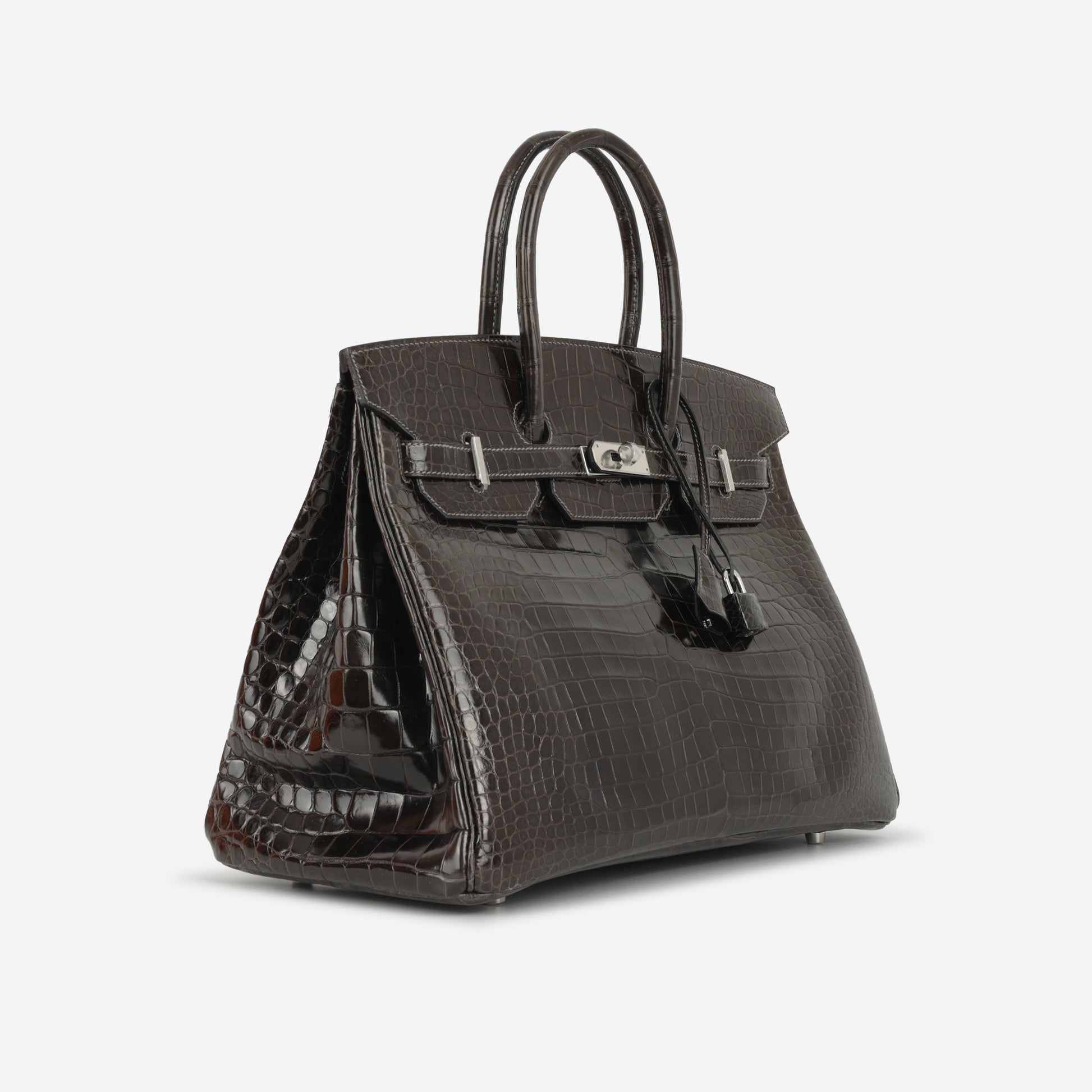 Hermès Birkin 35 - Graphite Crocodile Porosus | Palladium Hardware - Bagista