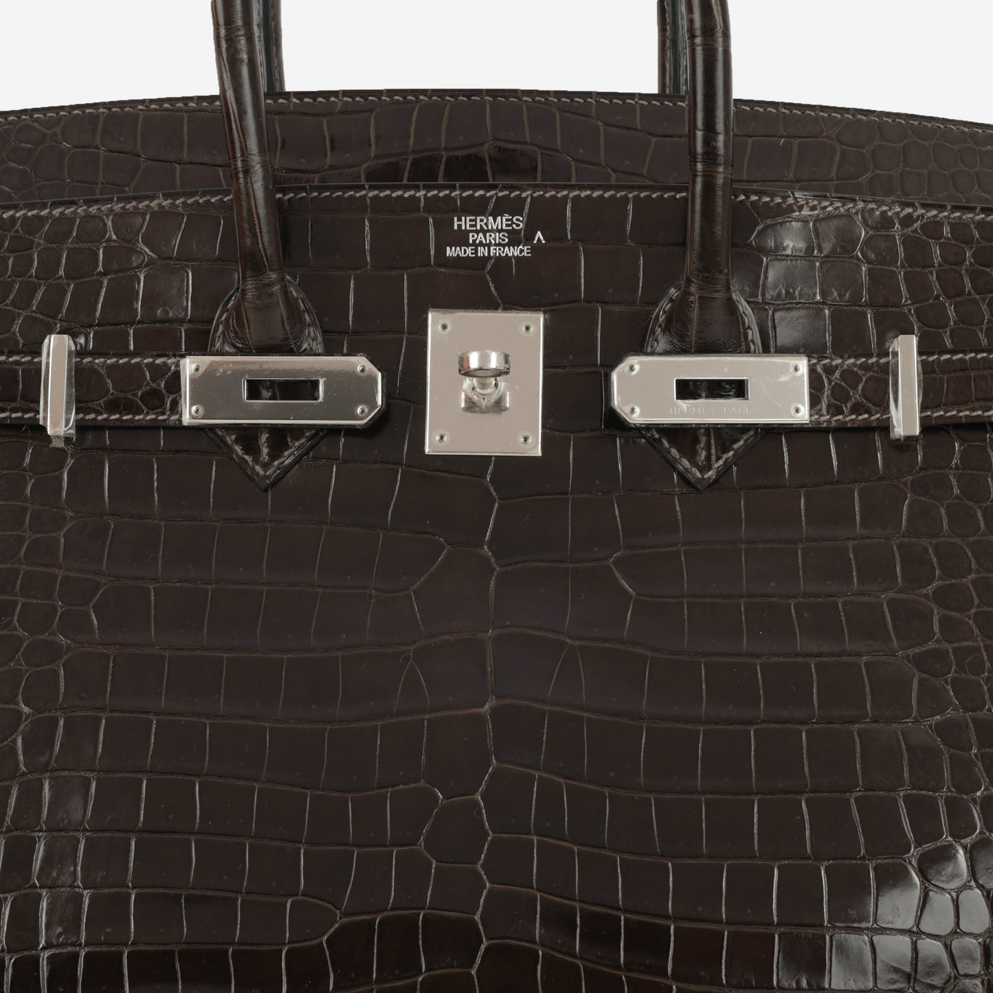 Hermès Birkin 35 - Graphite Crocodile Porosus | Palladium Hardware - Bagista