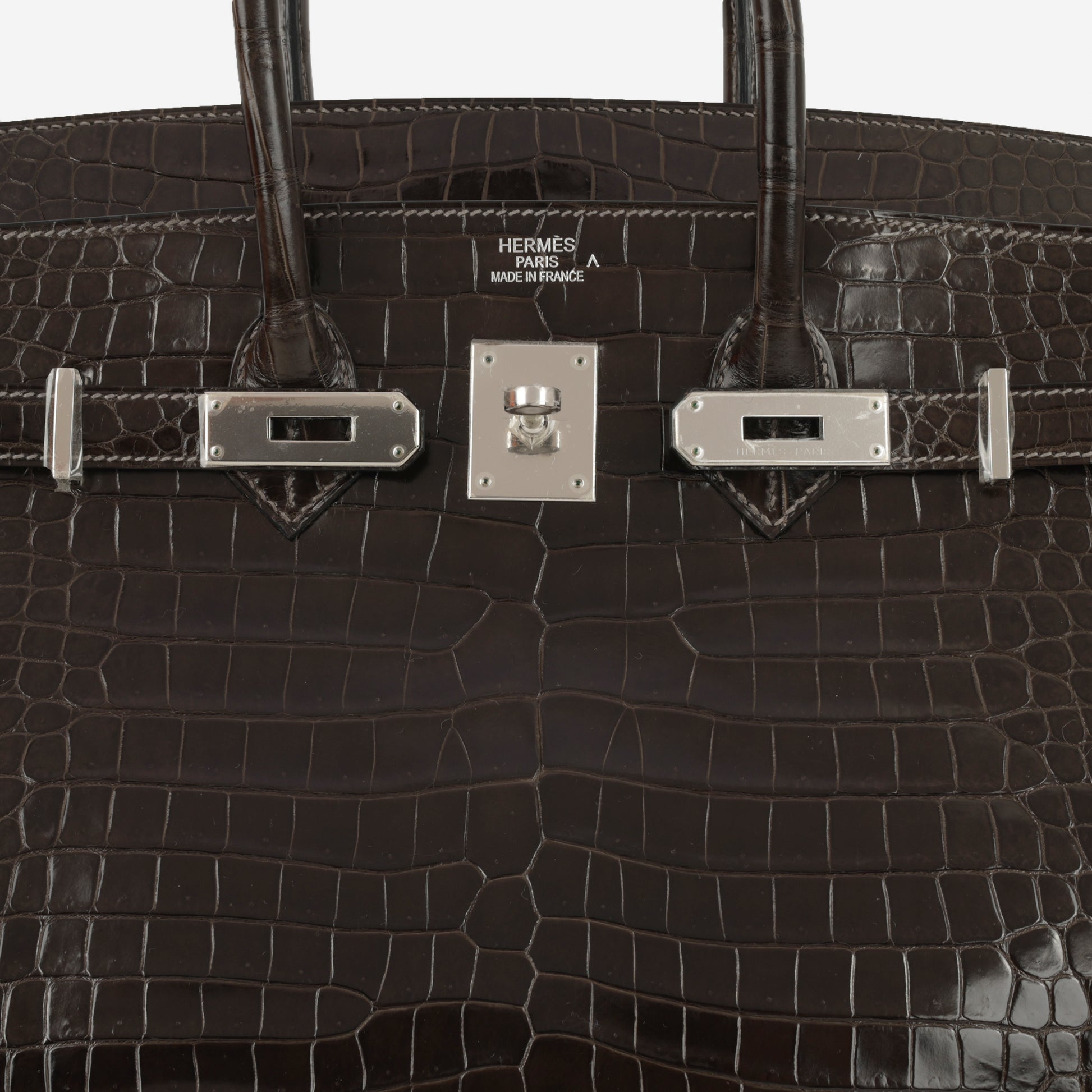 Hermès Birkin 35 - Graphite Crocodile Porosus | Palladium Hardware - Bagista