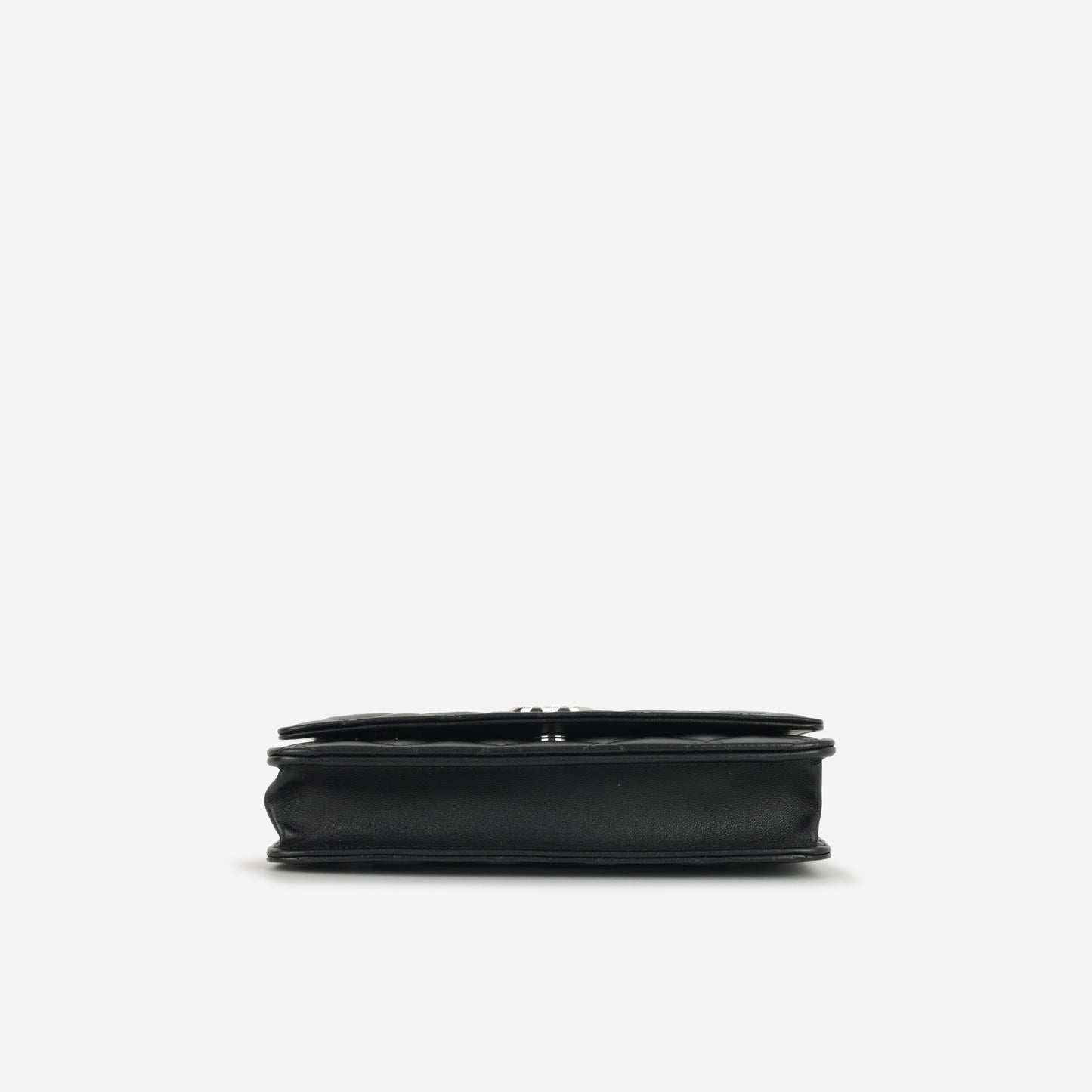 Chanel Wallet On Chain - Black Lambskin with Strass CC | Silver Hardware