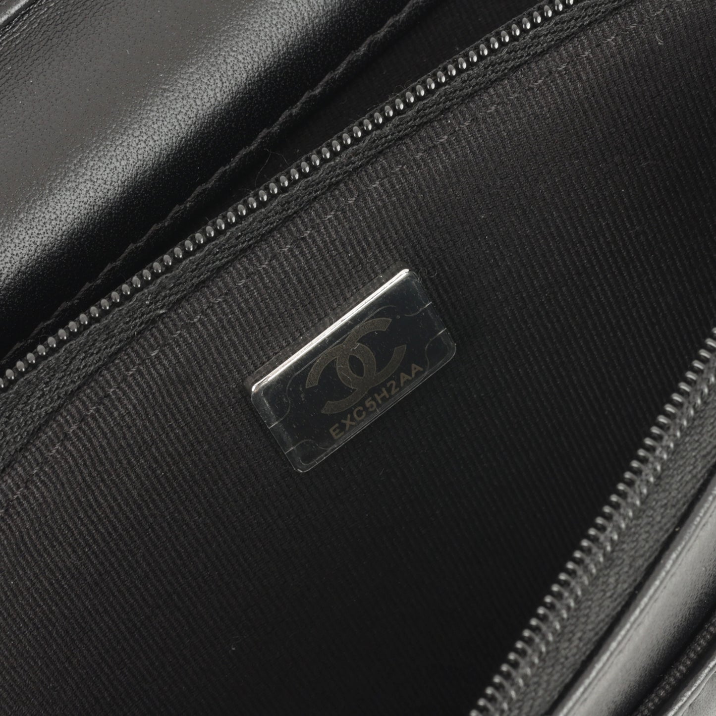 Chanel Wallet On Chain - Black Lambskin with Strass CC | Silver Hardware