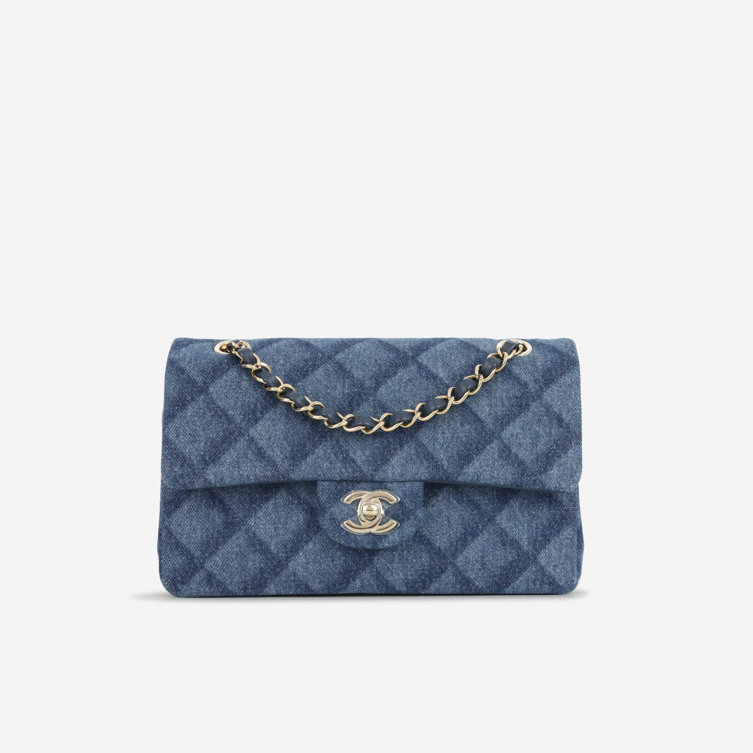 Chanel Small Classic Flap - Denim Tromp L'oeil | Champagne Gold Hardwa ...