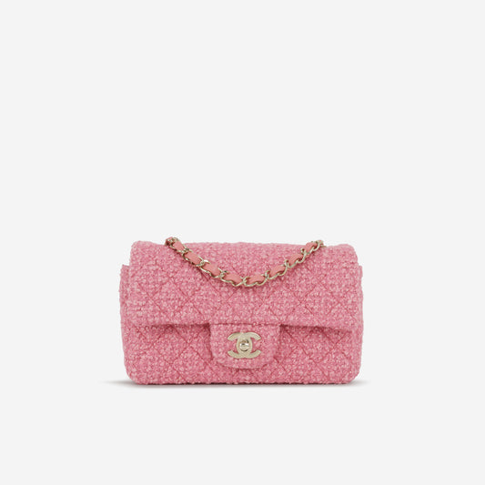 Chanel Mini Rectangular - Pink Tweed | Champagne Gold Hardware