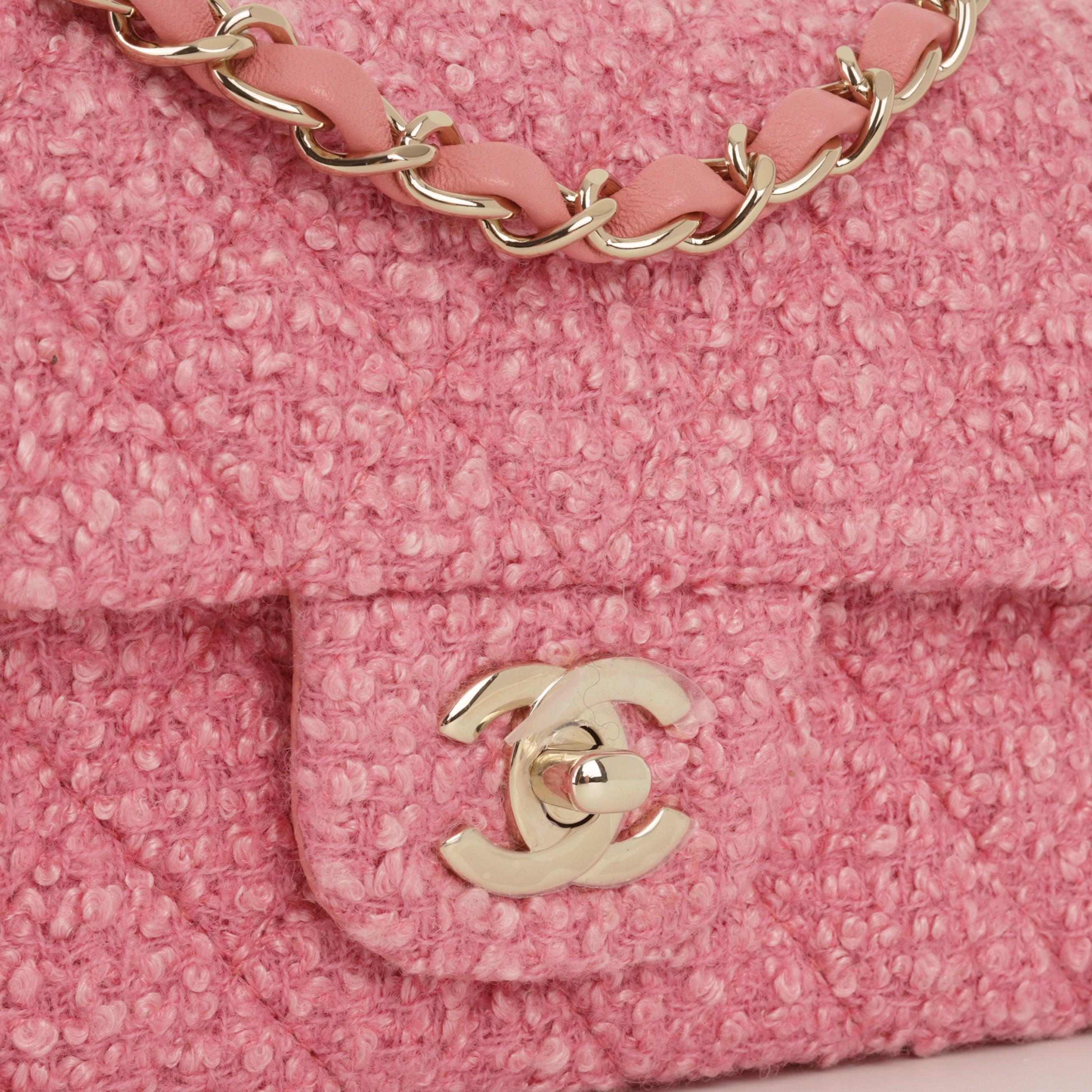 Chanel Mini Rectangular - Pink Tweed | Champagne Gold Hardware