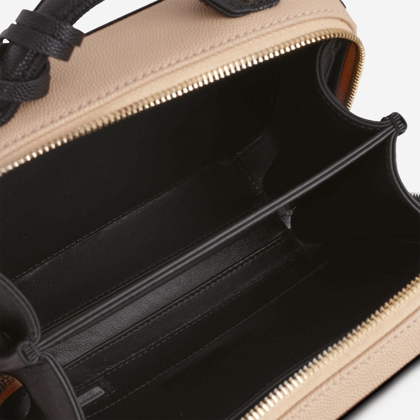 Chanel Small Filigree CC Vanity Case - Beige/Black Caviar | Champagne Gold Hardware