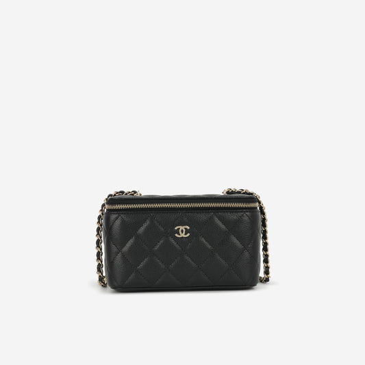 Chanel Small Vanity on Chain - Black Caviar | Champagne Gold Hardware