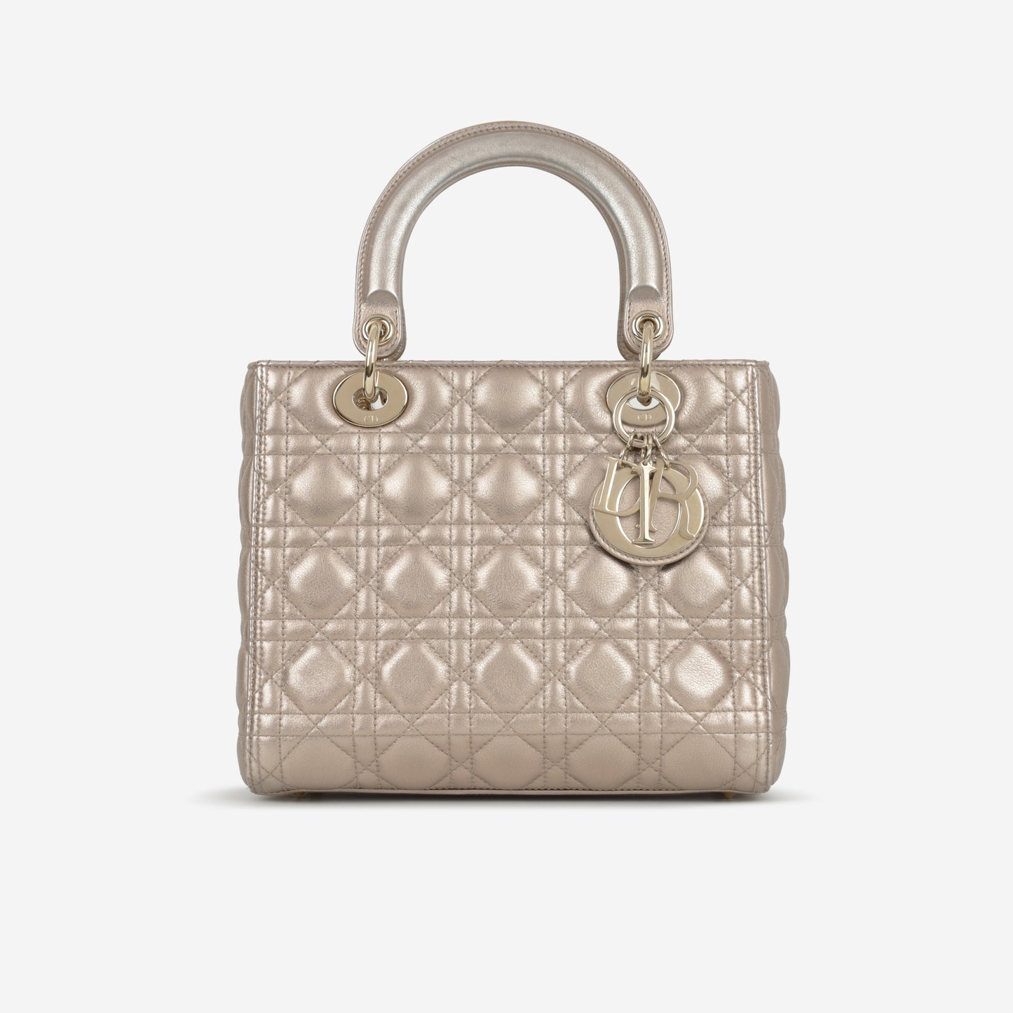 Medium Lady Dior - Champagne Metallic Lambskin | Champagne Gold Hardware