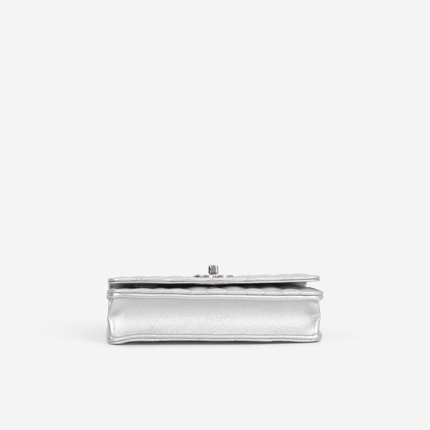 Chanel CC Crush Wallet on Chain - Silver Metallic Caviar | Silver Hardware