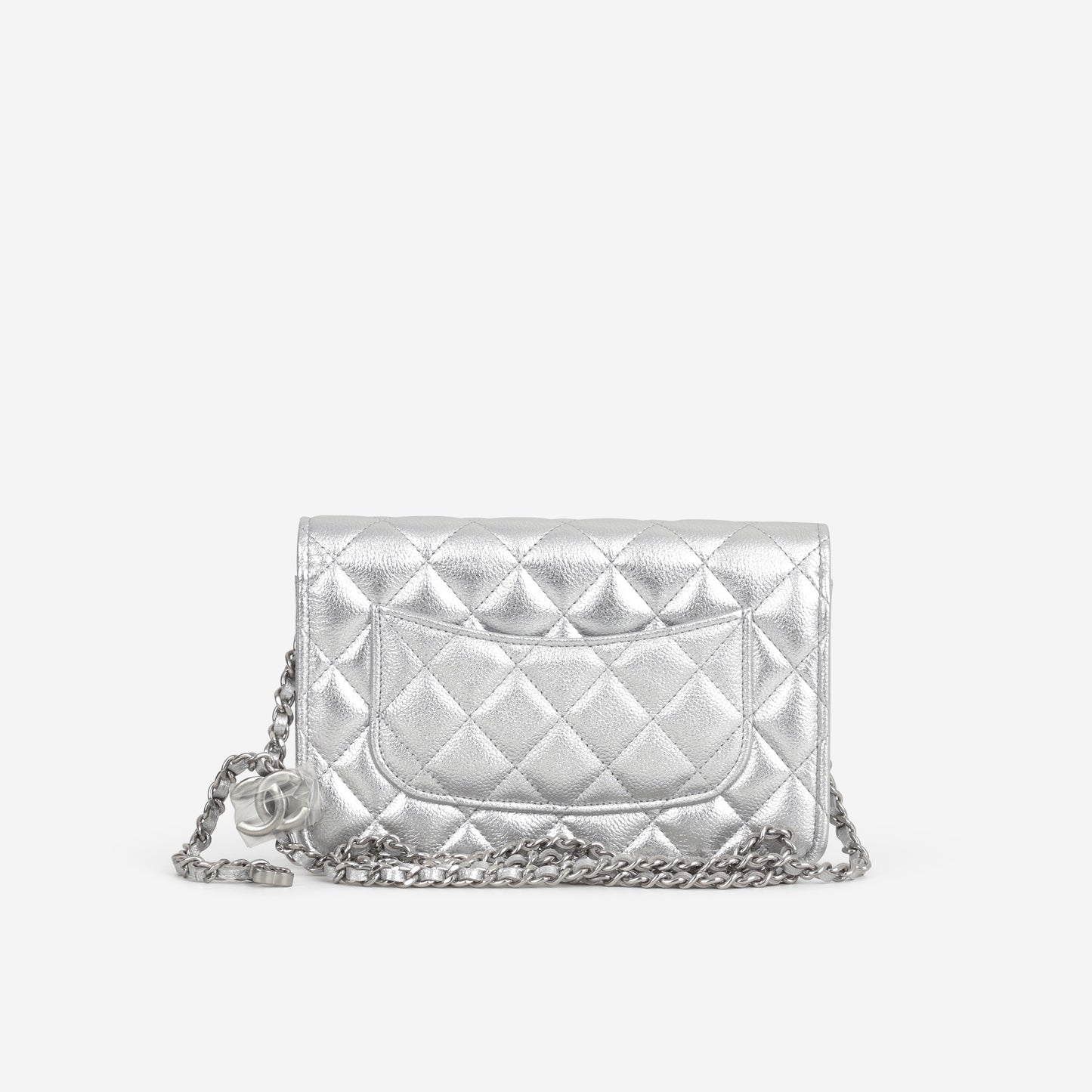 Chanel CC Crush Wallet on Chain - Silver Metallic Caviar | Silver Hardware
