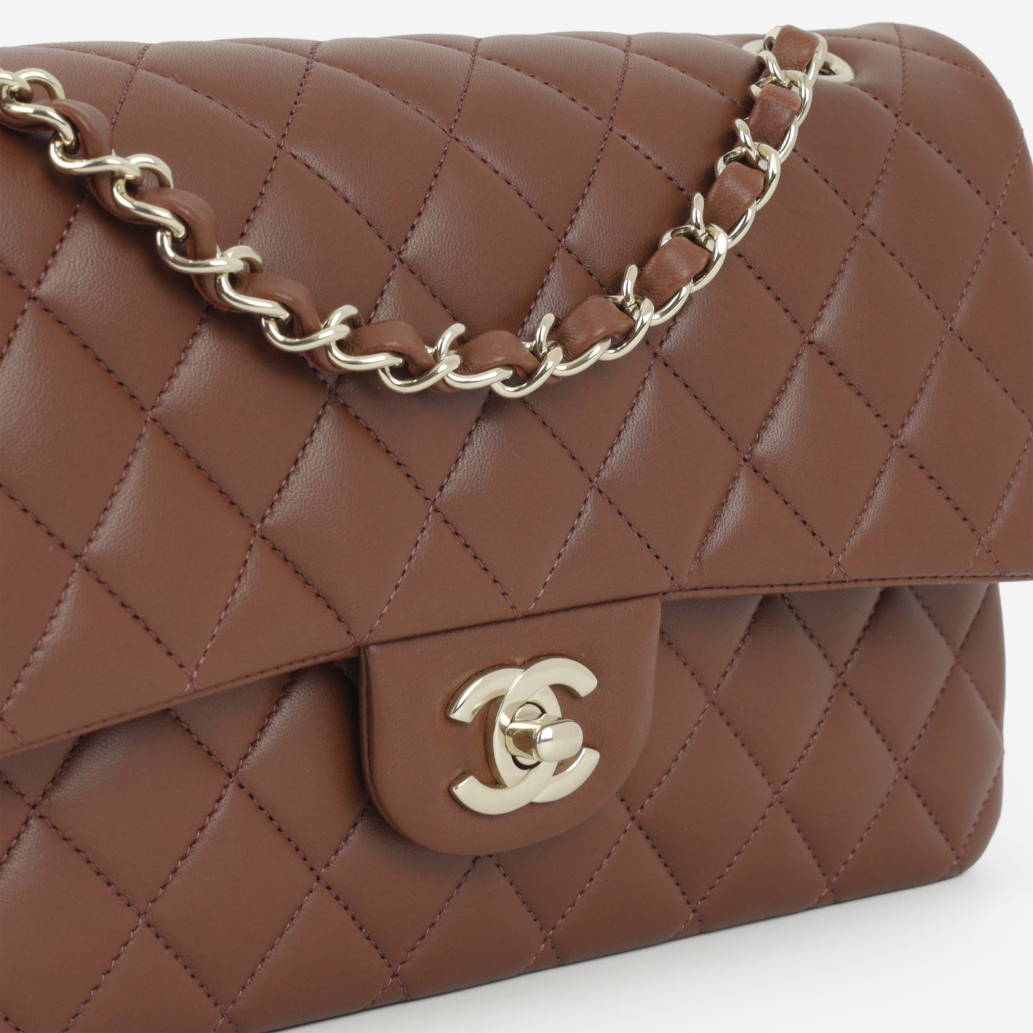 Chanel Medium Classic Flap - Brown Lambskin | Champagne Gold Hardware - Bagista