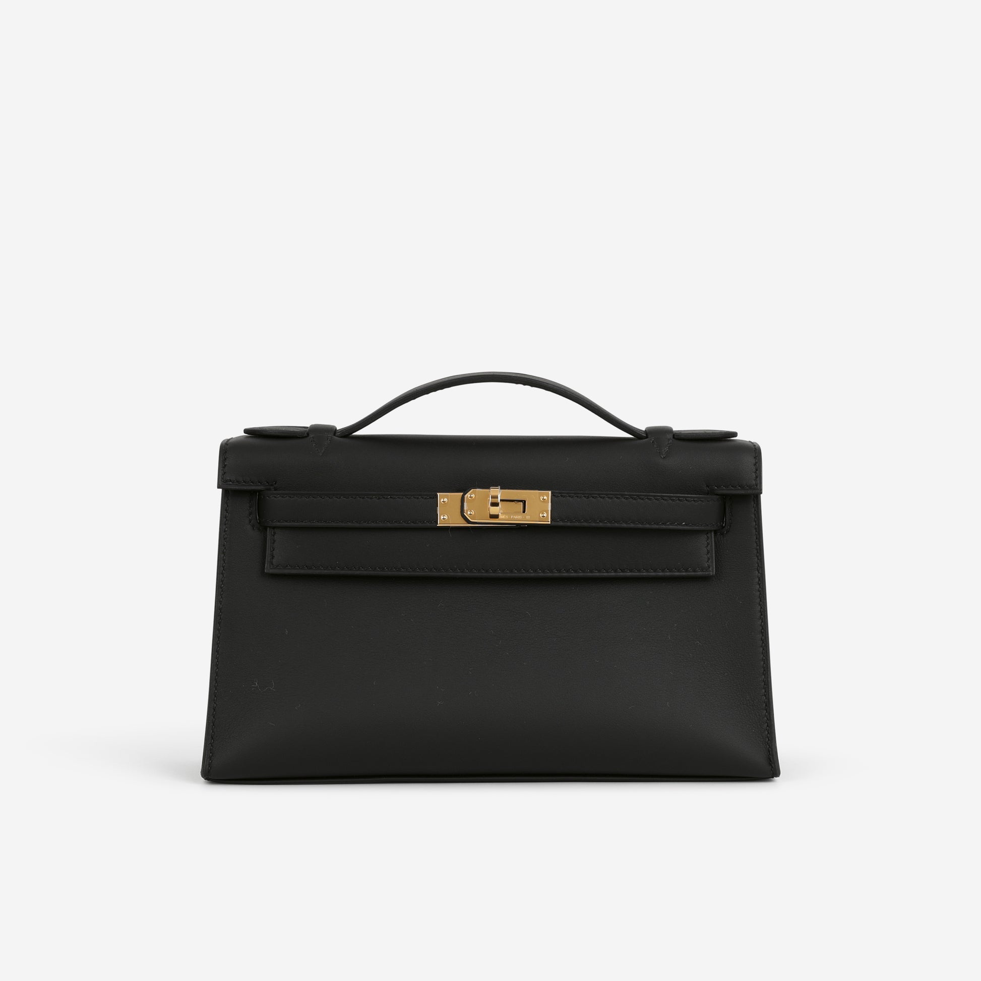 Hermès Kelly Pochette - Black Swift | Gold Hardware - Bagista