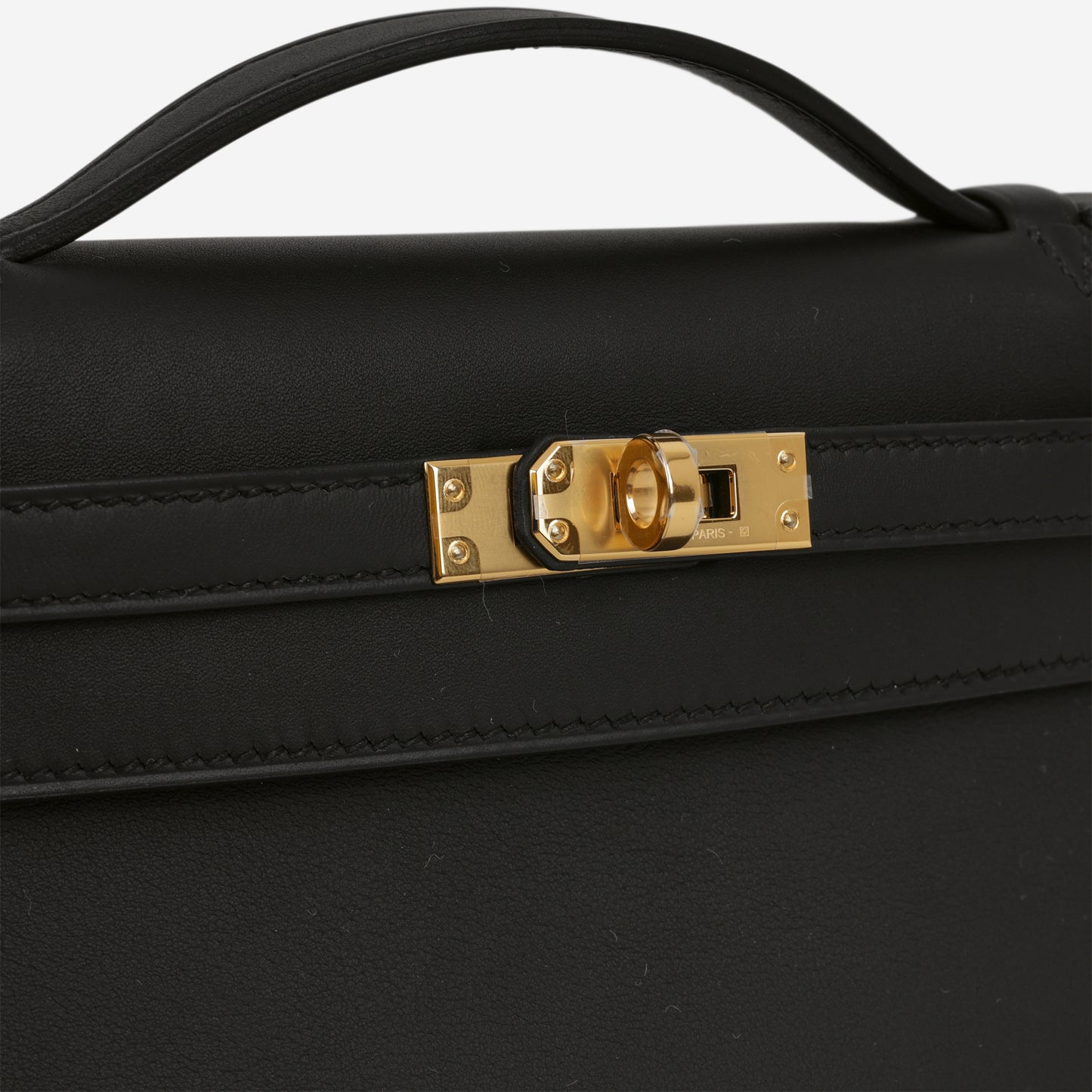 Hermès Kelly Pochette - Black Swift | Gold Hardware - Bagista