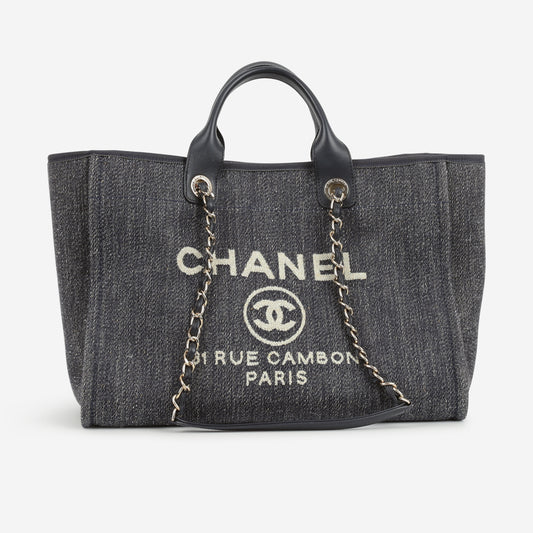 Chanel Large Deauville - Navy Denim | Champagne Gold Hardware