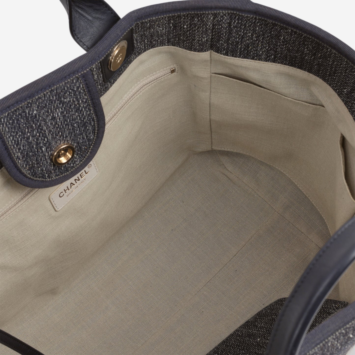 Chanel Large Deauville - Navy Denim | Champagne Gold Hardware