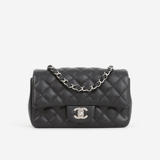 Chanel Classic Mini Flap Rectangular - Black Caviar | Silver Hardware