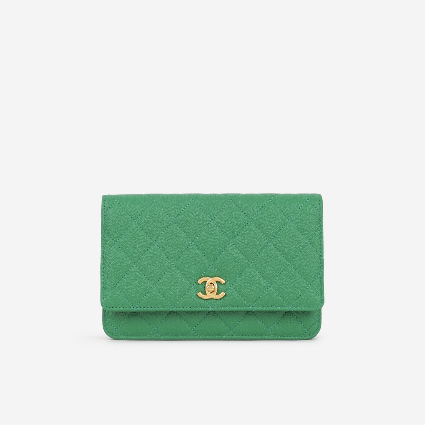 Chanel Medallion Wallet On Chain - Green Caviar | Gold Hardware - Bagista