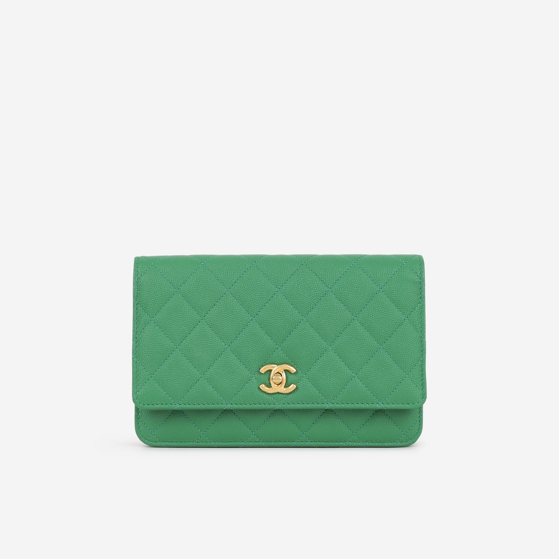Chanel Medallion Wallet On Chain - Green Caviar | Gold Hardware - Bagista