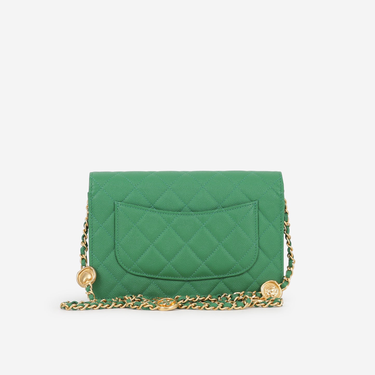 Chanel Medallion Wallet On Chain - Green Caviar | Gold Hardware - Bagista