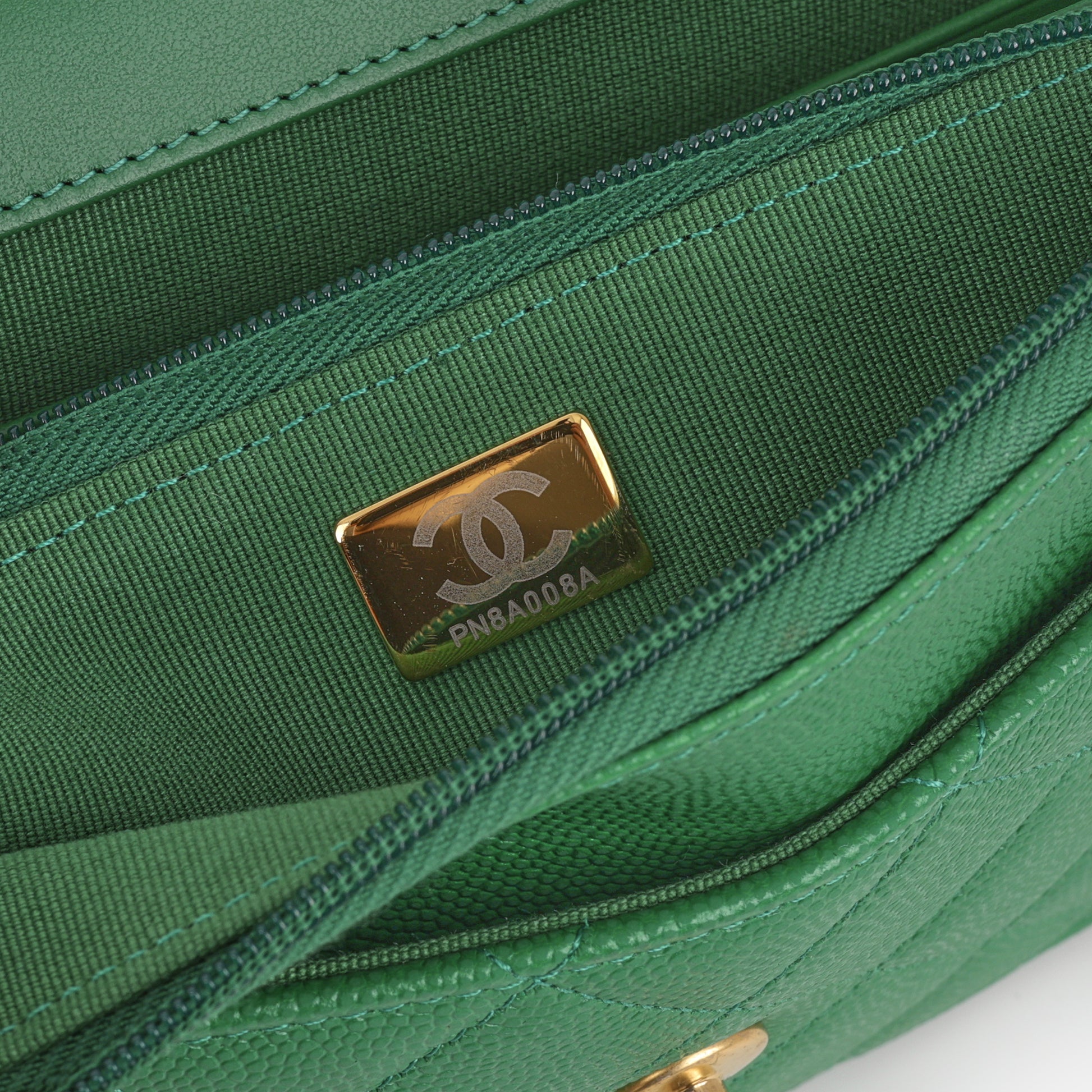 Chanel Medallion Wallet On Chain - Green Caviar | Gold Hardware - Bagista