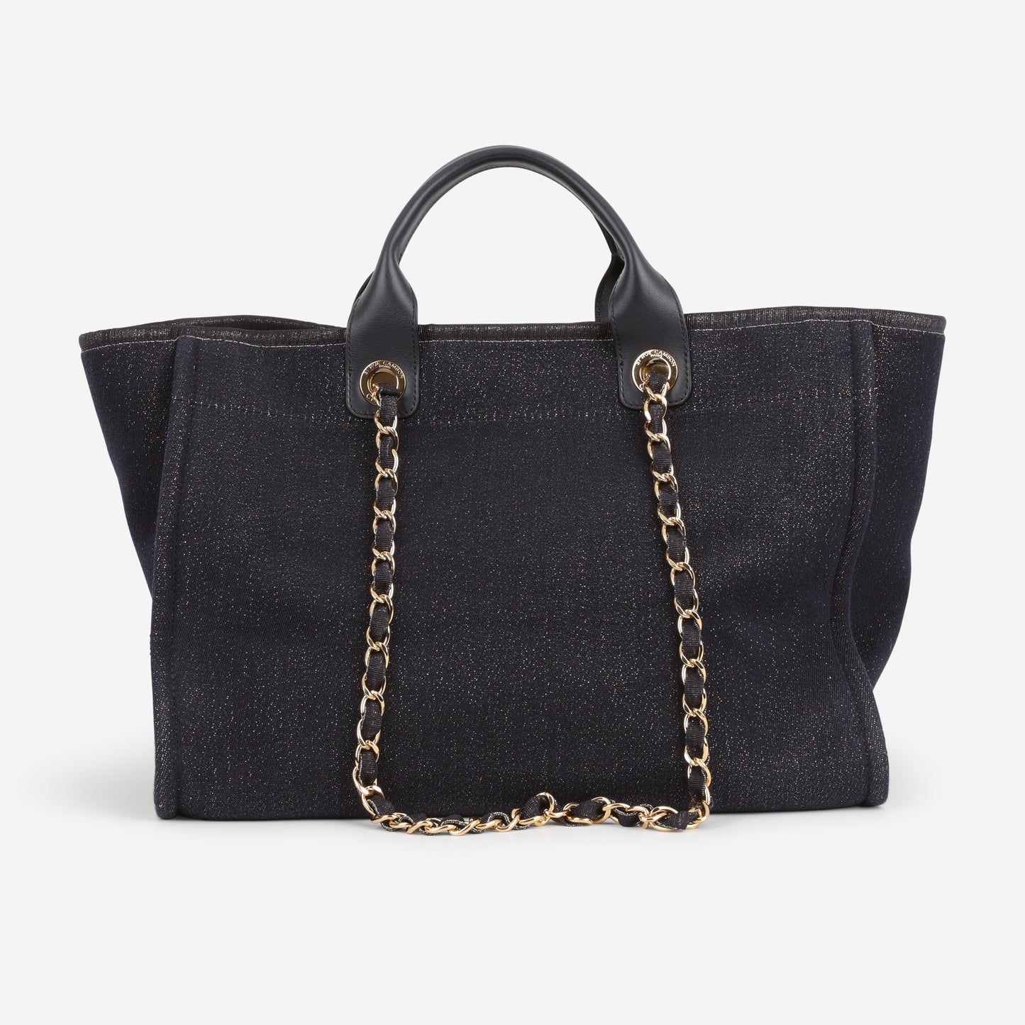 Chanel Large Deauville - Navy / Gold Glitter Fabric | Gold Hardware