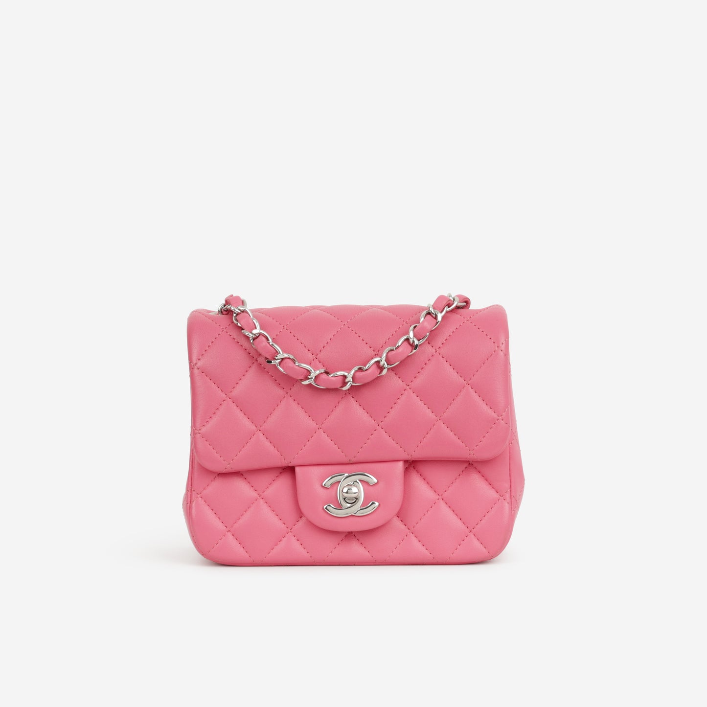Chanel Mini Flap Square - Pink Lambskin | Silver Hardware - Bagista