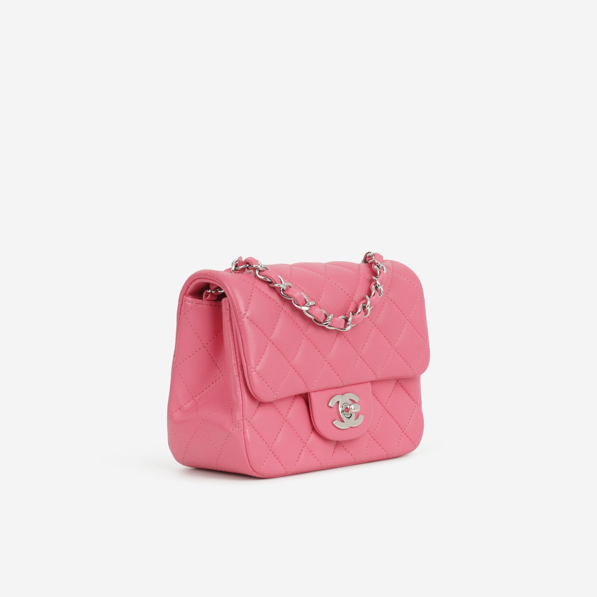Chanel Mini Flap Square - Pink Lambskin | Silver Hardware - Bagista