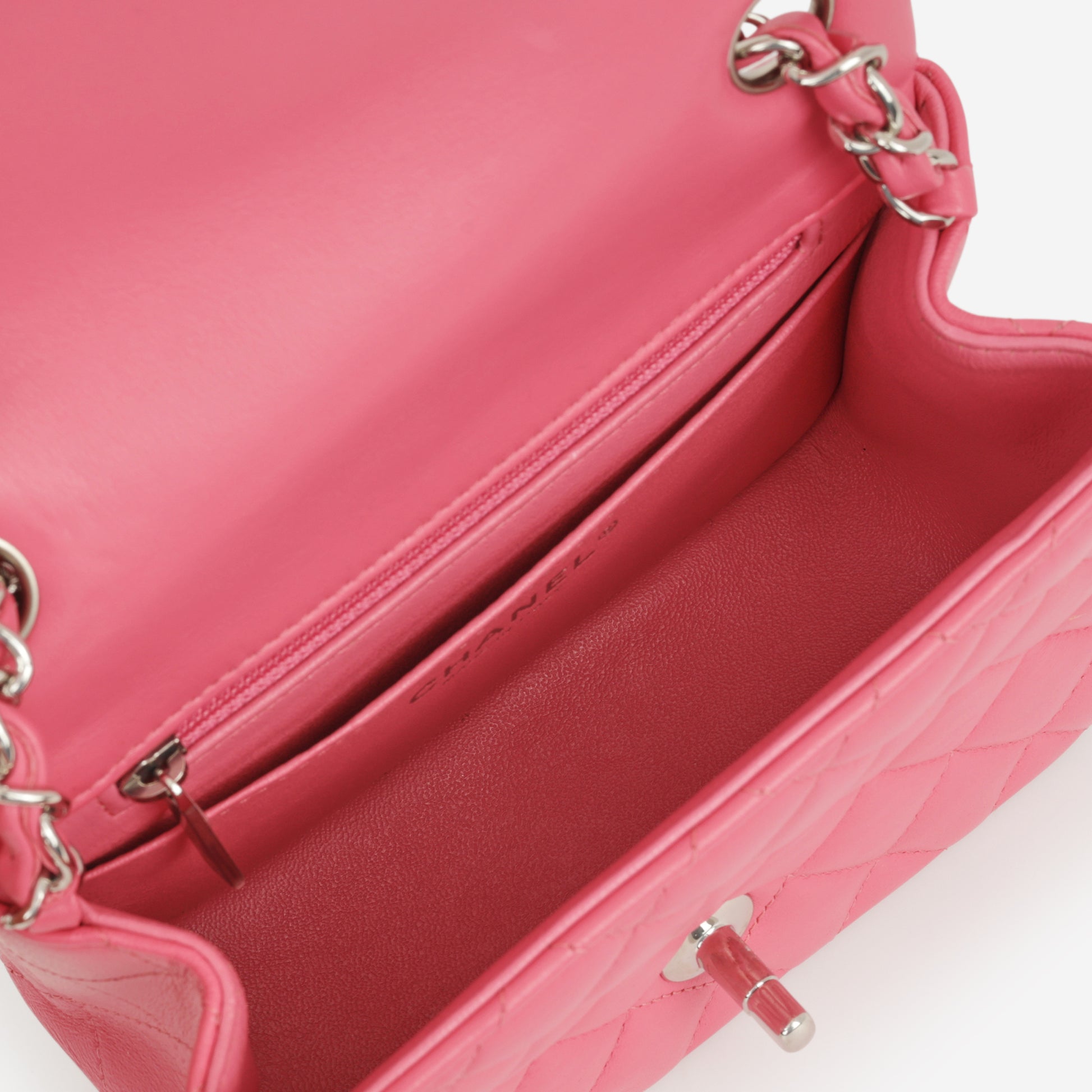 Chanel Mini Flap Square - Pink Lambskin | Silver Hardware - Bagista