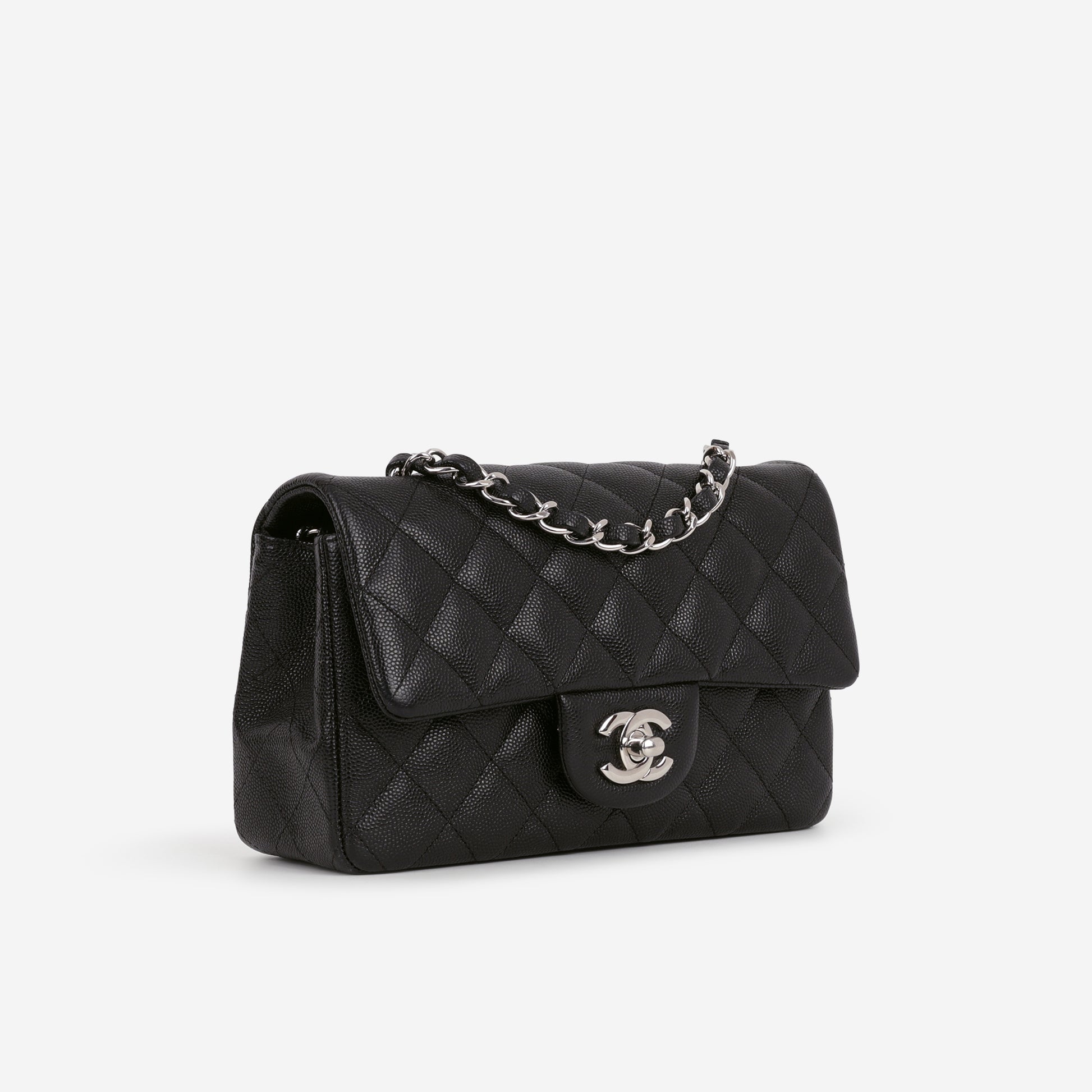 Chanel Classic Mini Flap Rectangular - Black Caviar | Silver Hardware - Bagista