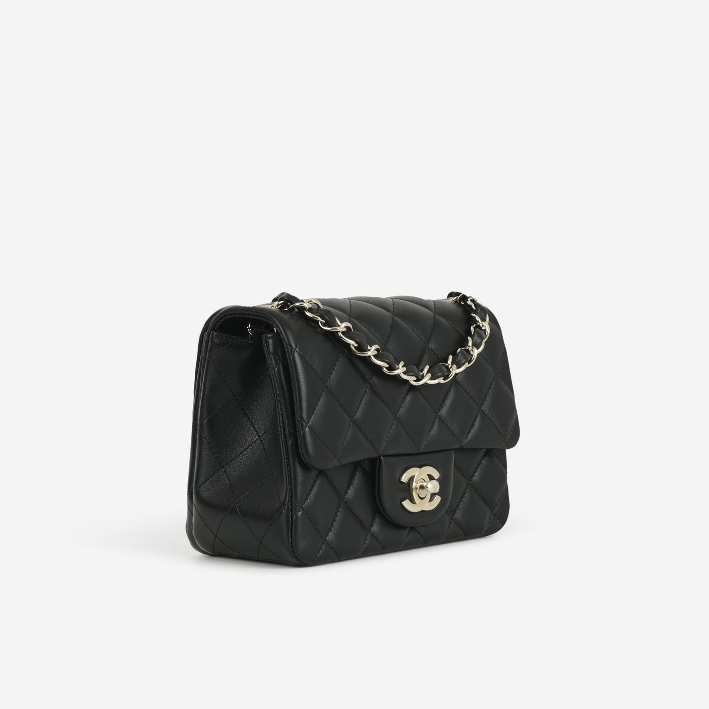 Chanel Mini Flap Square - Black Lambskin | Champagne Gold Hardware