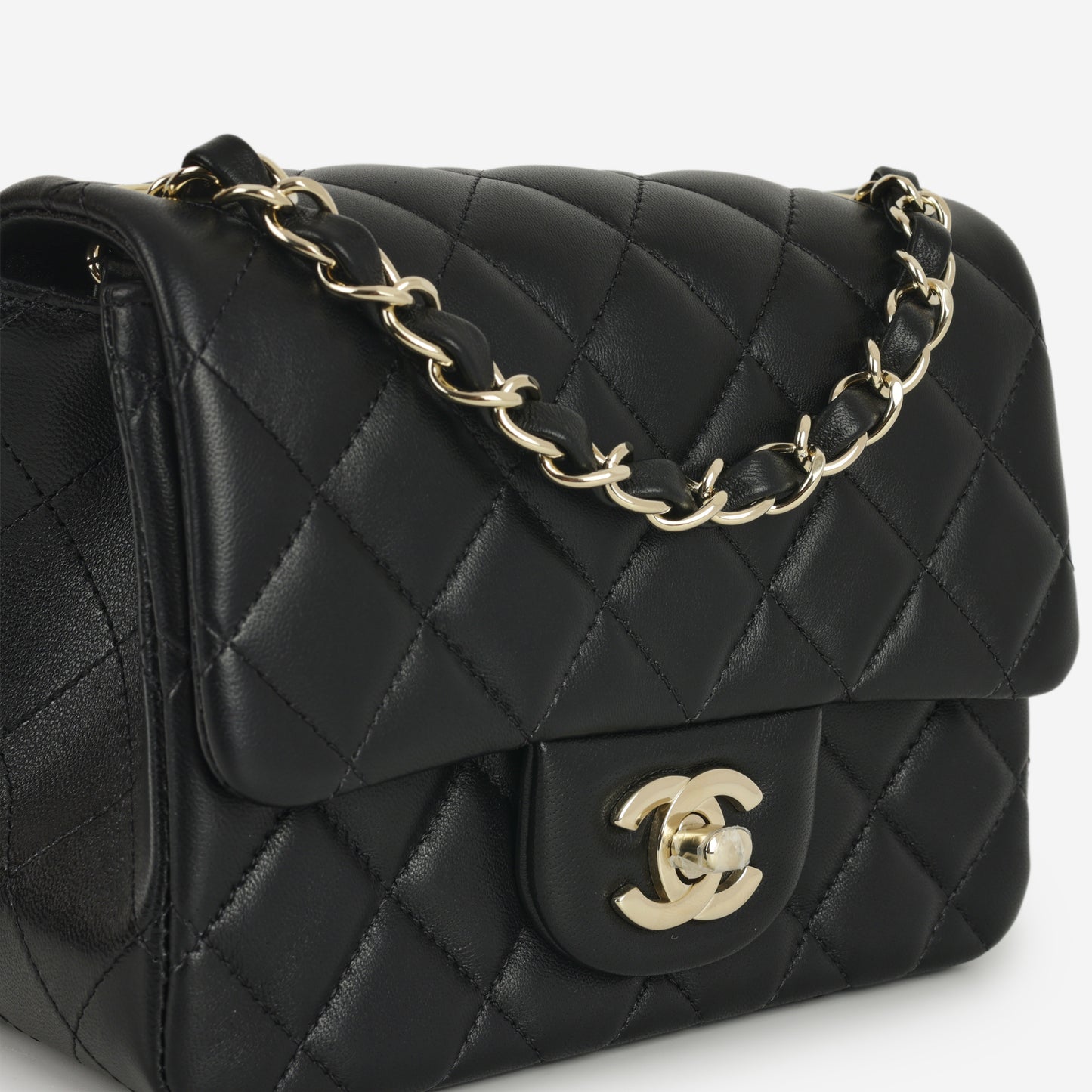 Chanel Mini Flap Square - Black Lambskin | Champagne Gold Hardware
