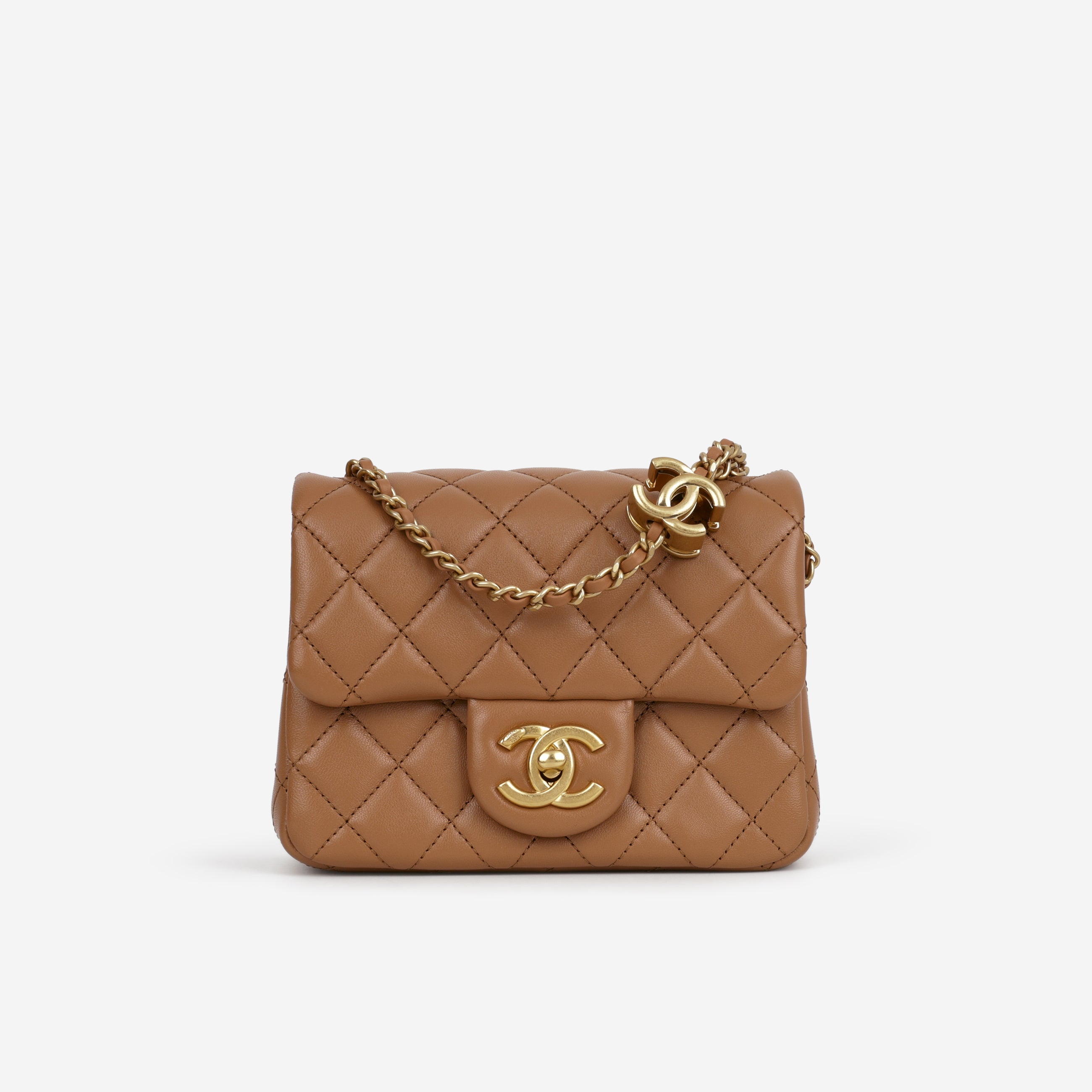 バッグ CHANEL Chanel Mini Flap Square CC Crush - Caramel Lambskin | Gold