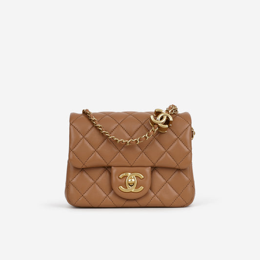 Chanel Mini Flap Square CC Crush - Caramel Lambskin | Gold Hardware
