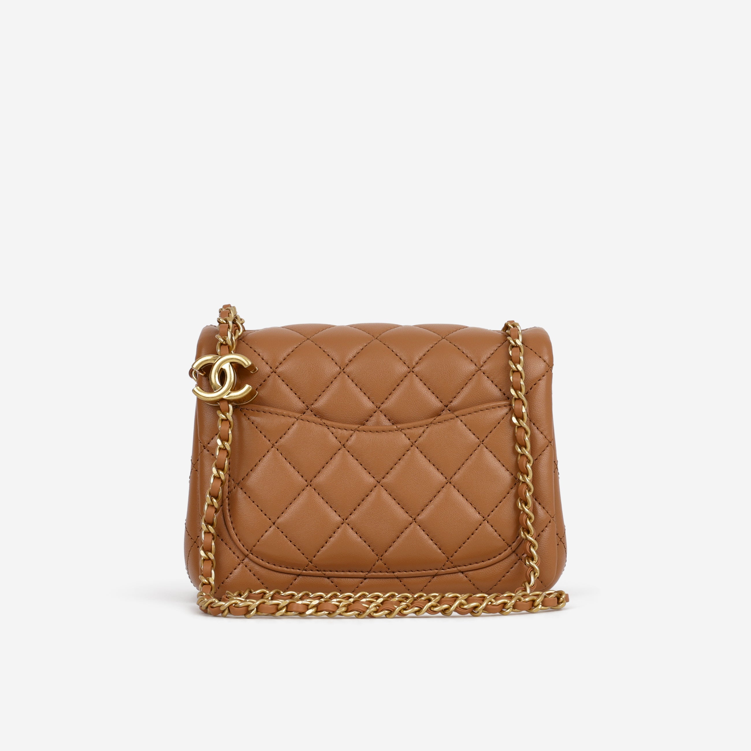Chanel Mini Flap Square CC Crush - Caramel Lambskin | Gold