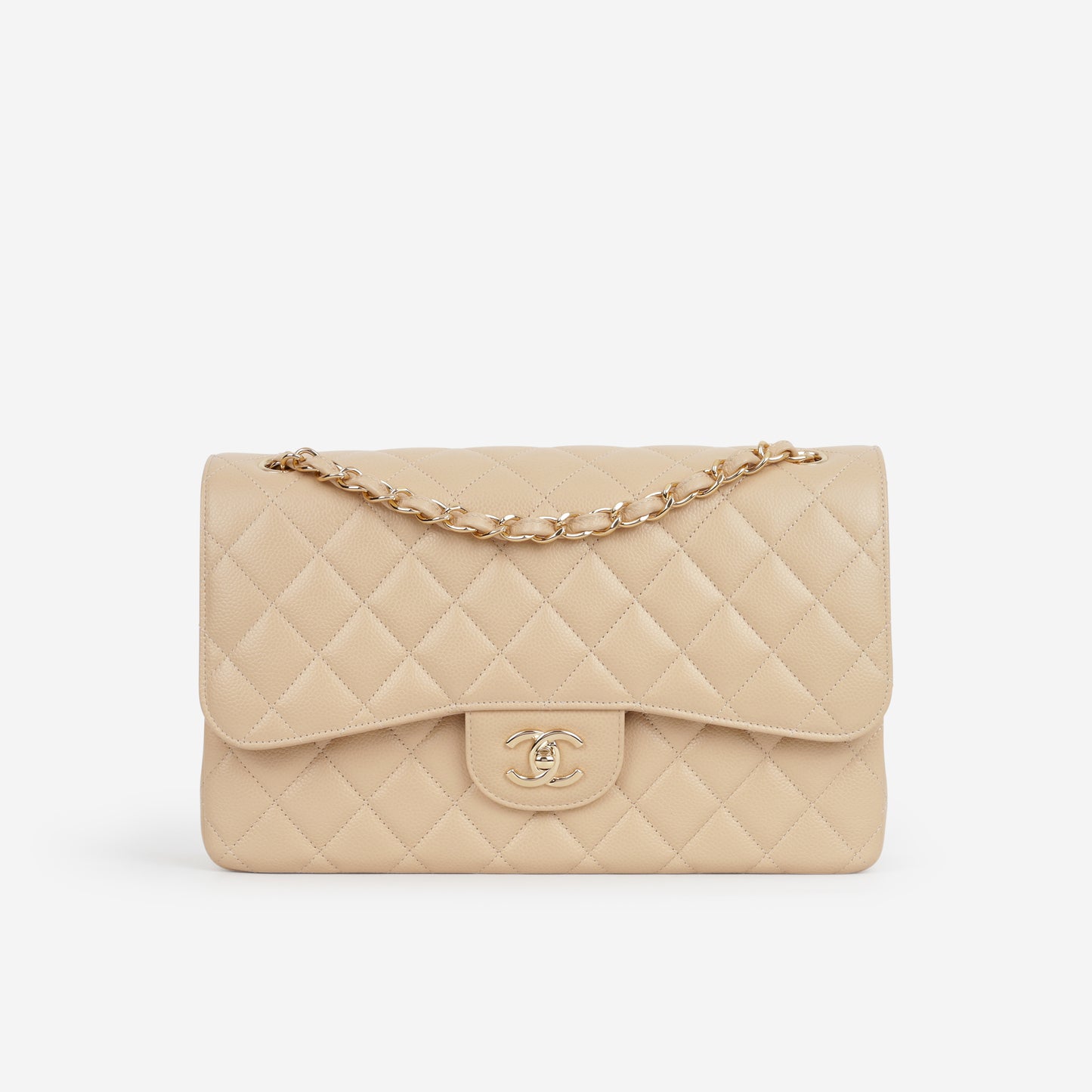 Chanel Classic Jumbo Double Flap - Beige Caviar | Gold Hardware