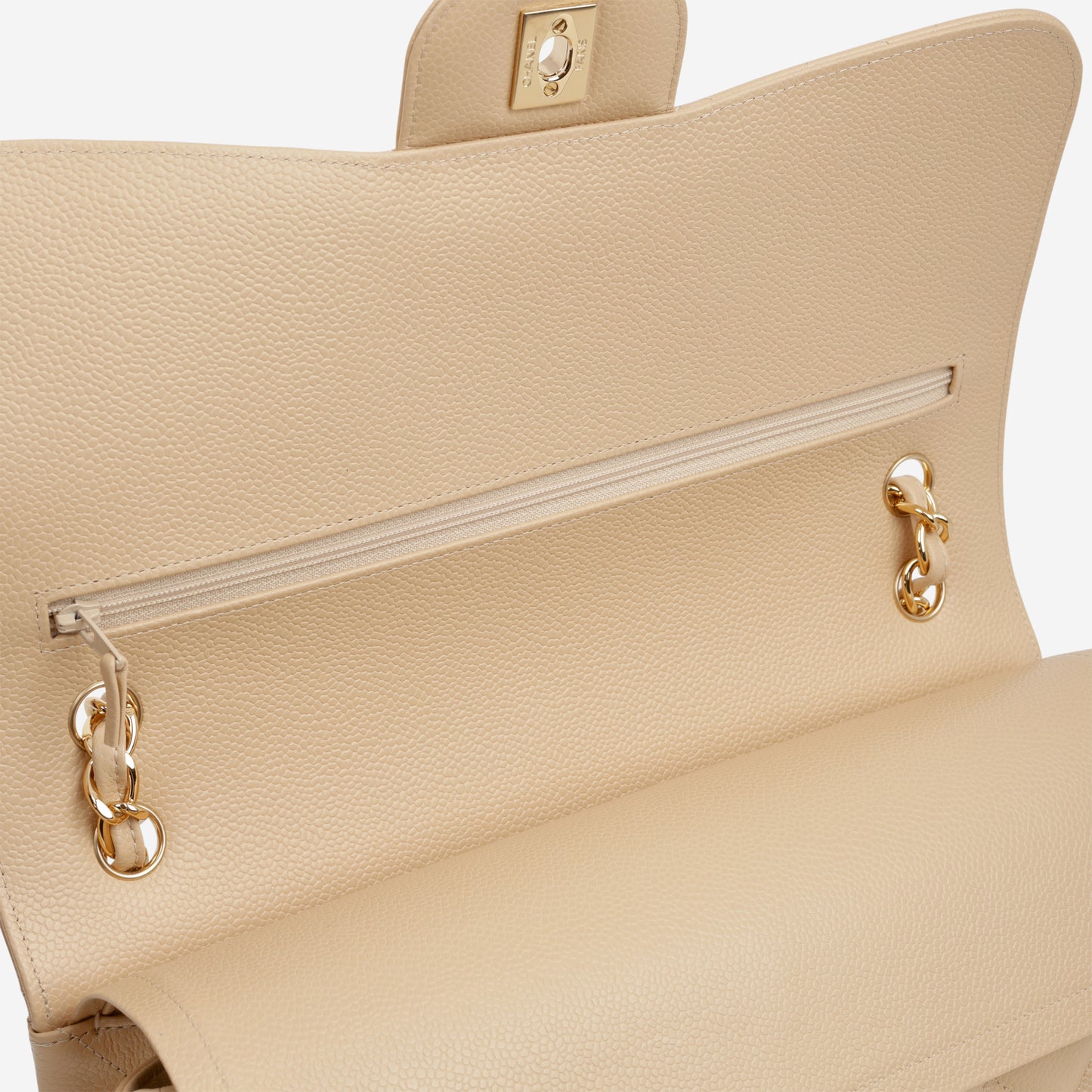 Chanel Classic Jumbo Double Flap - Beige Caviar | Gold Hardware