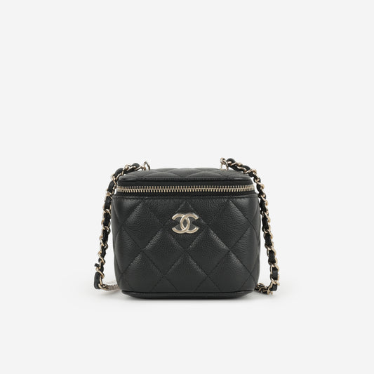 Chanel Mini Vanity on Chain - Black Caviar | Champagne Gold Hardware