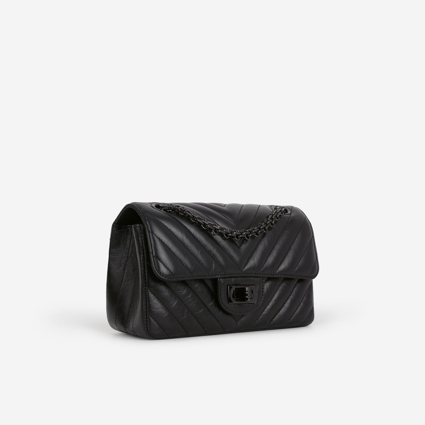 Chanel Mini 2.55 Reissue 224 - So Black Chevron Calfskin