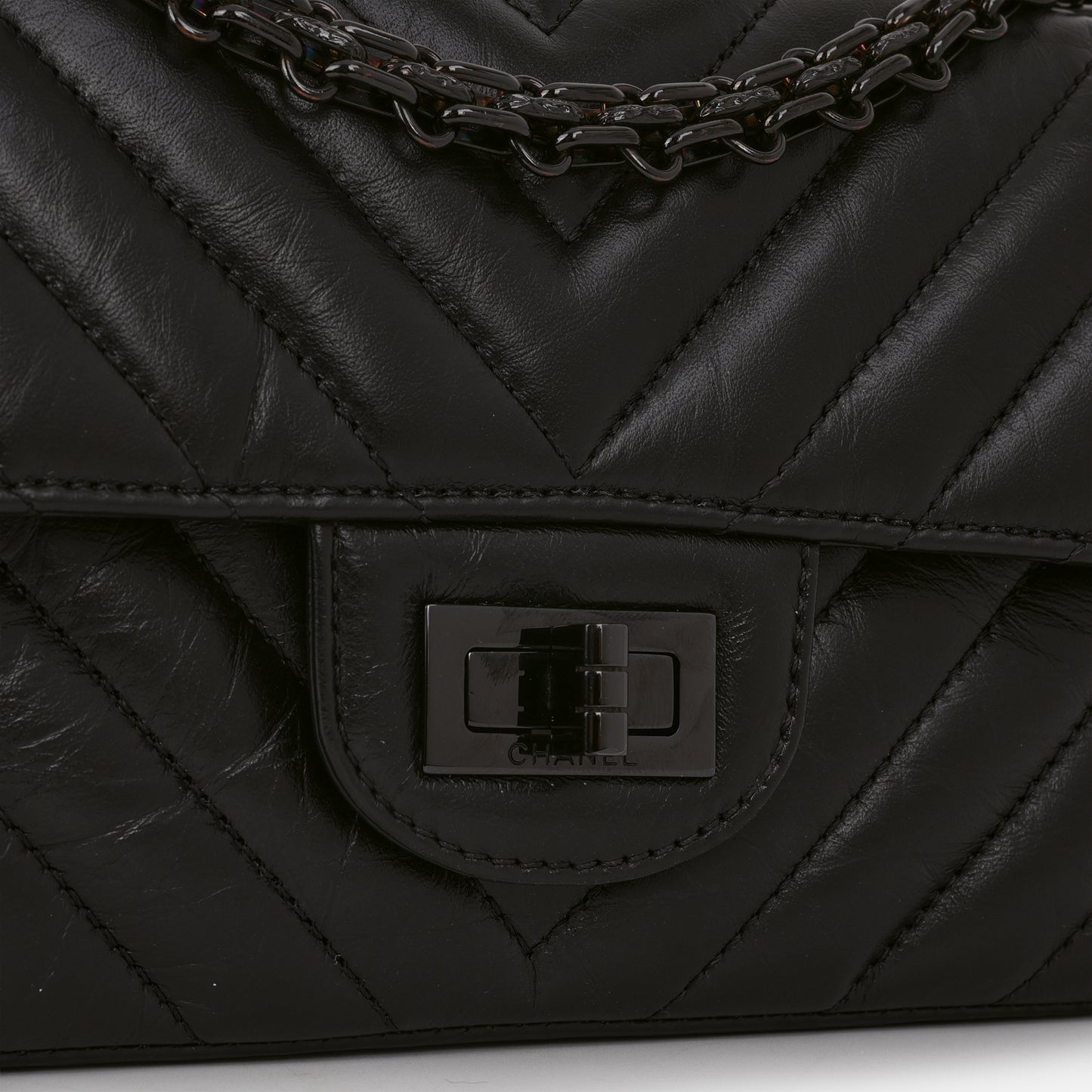 Chanel Mini 2.55 Reissue 224 - So Black Chevron Calfskin