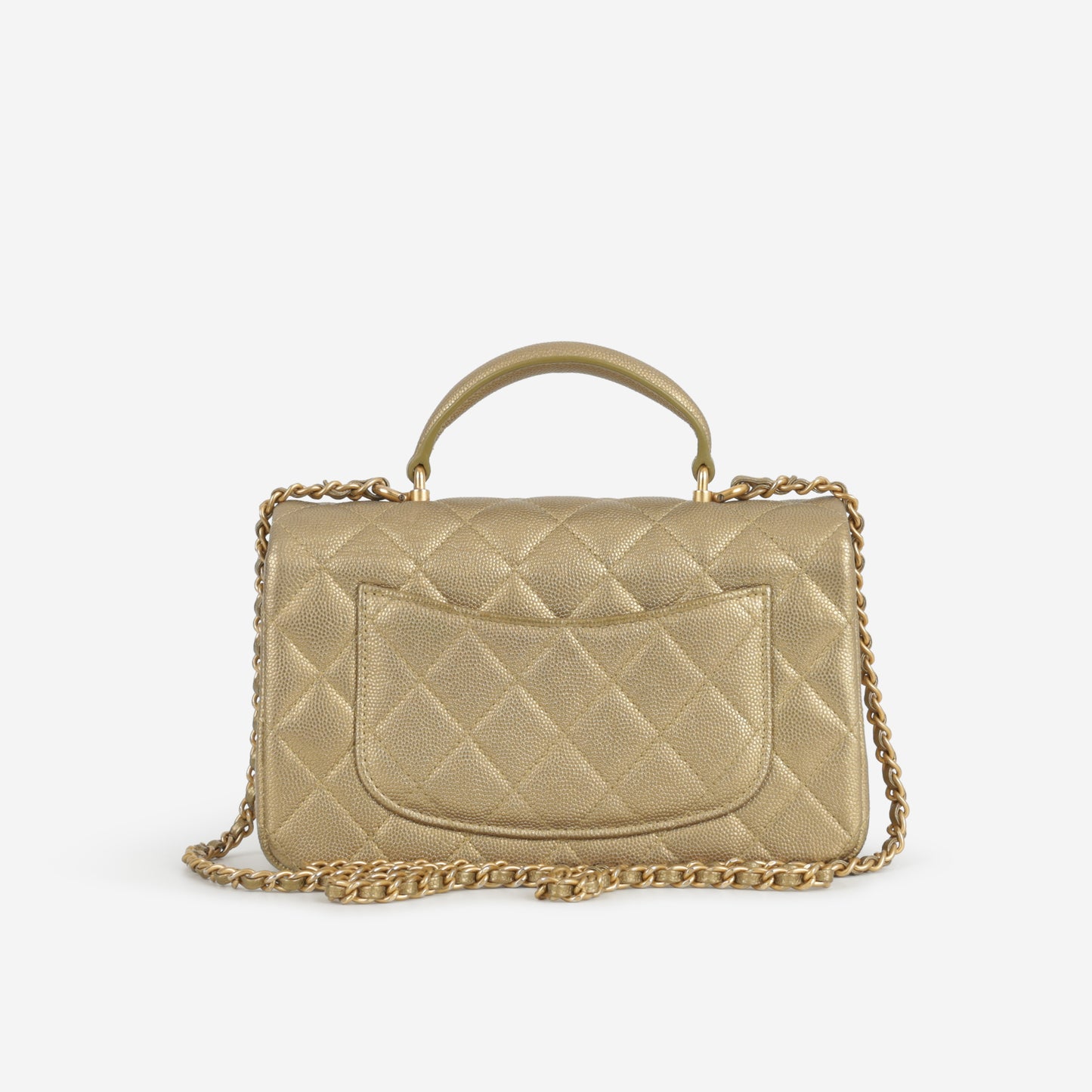 Chanel Mini Top Handle Flap - Gold Caviar  | Gold Hardware