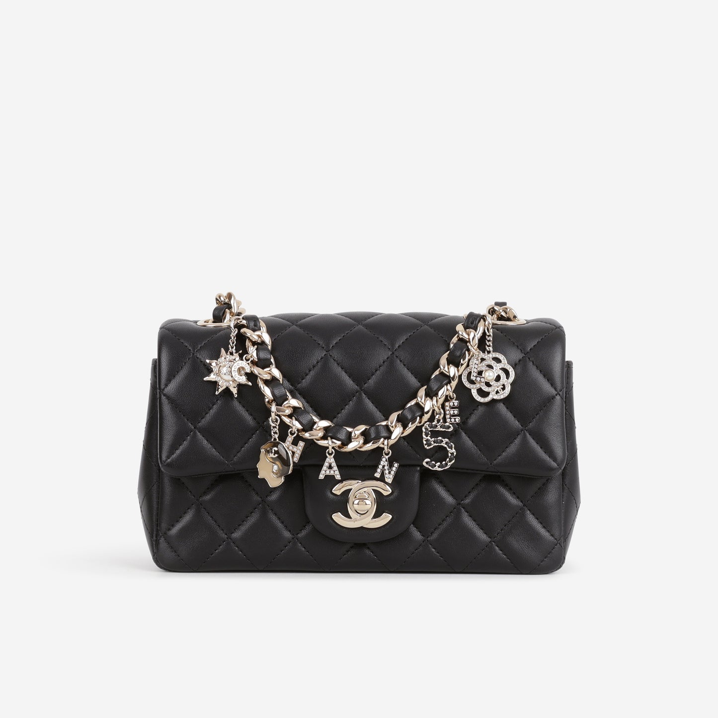 Chanel Mini Rectangular Coco Charms - Black Lambskin | Champagne Gold Hardware