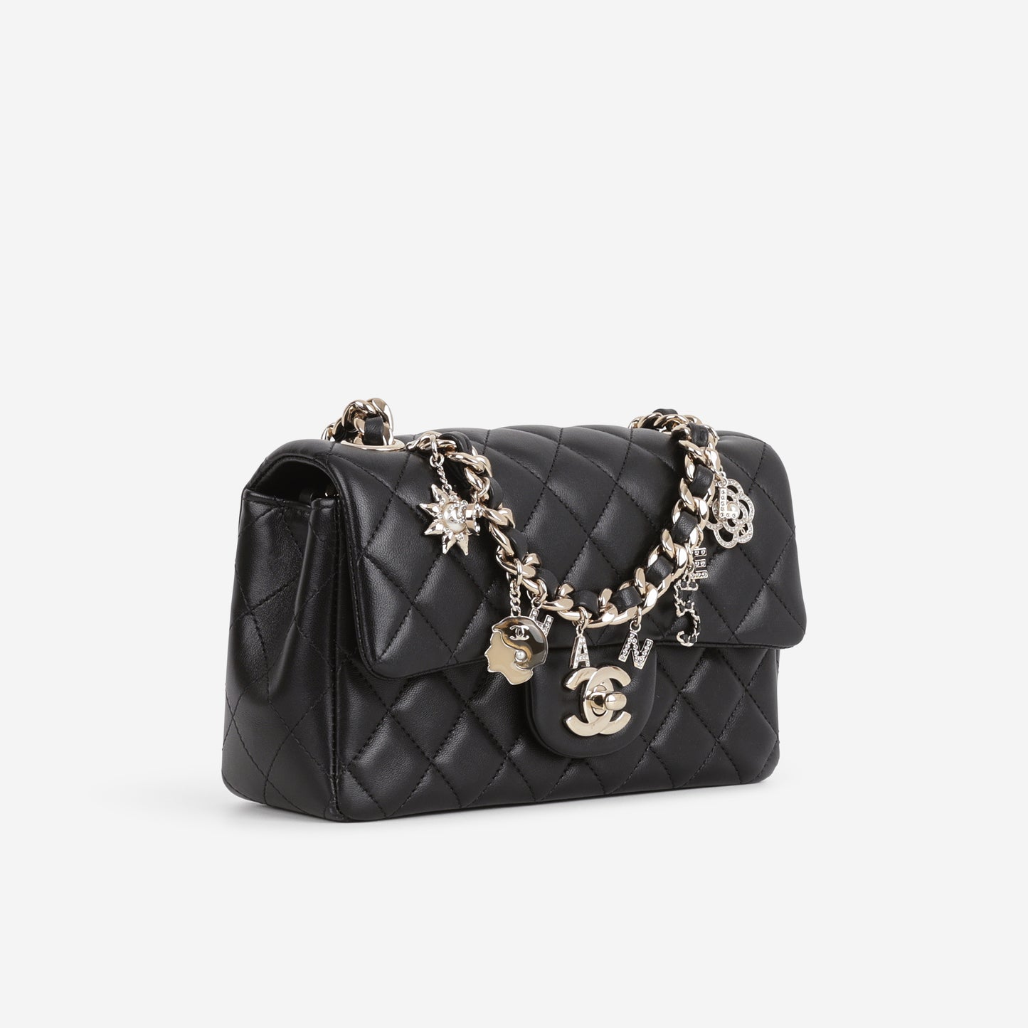 Chanel Mini Rectangular Coco Charms - Black Lambskin | Champagne Gold Hardware