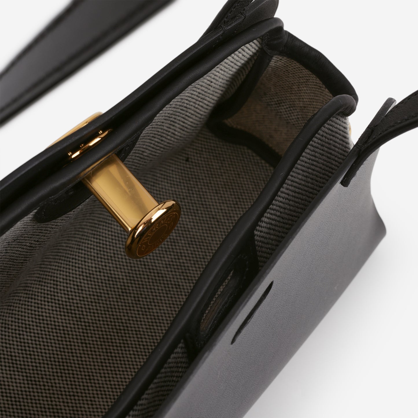 Hermès Tablier Sellier - Black Hunter / Ecru Toile | Gold Hardware - Bagista