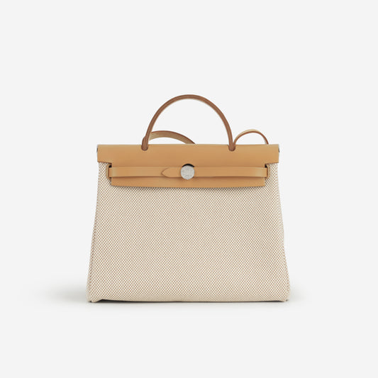 Hermès Herbag 31 - Ecru Viking Criss Toile Canvas / Naturel Sable Hunter | Palladium Hardware