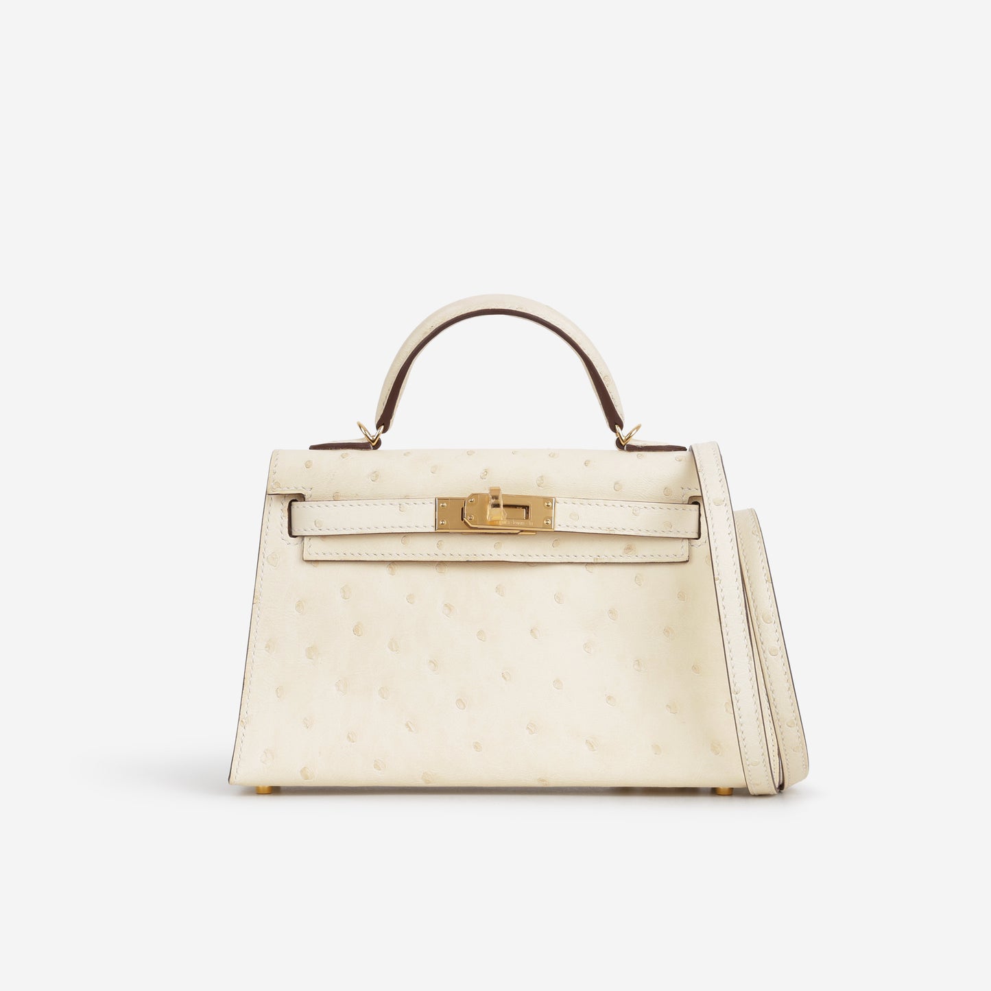 Hermès Mini Kelly - Nata Ostrich | Gold hardware