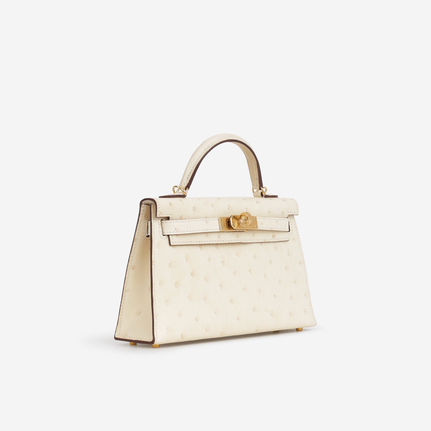 Hermès Mini Kelly - Nata Ostrich | Gold hardware