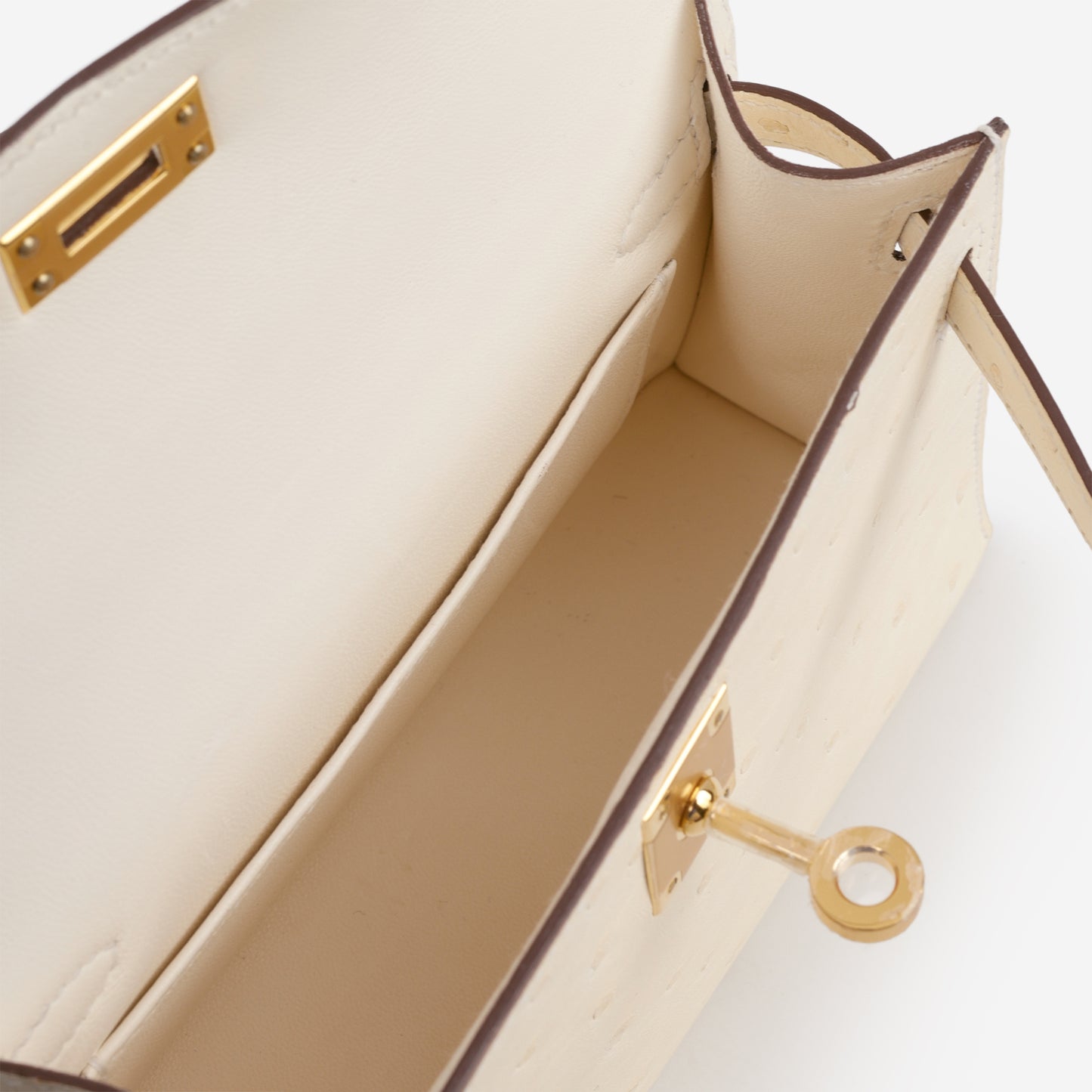 Hermès Mini Kelly - Nata Ostrich | Gold hardware