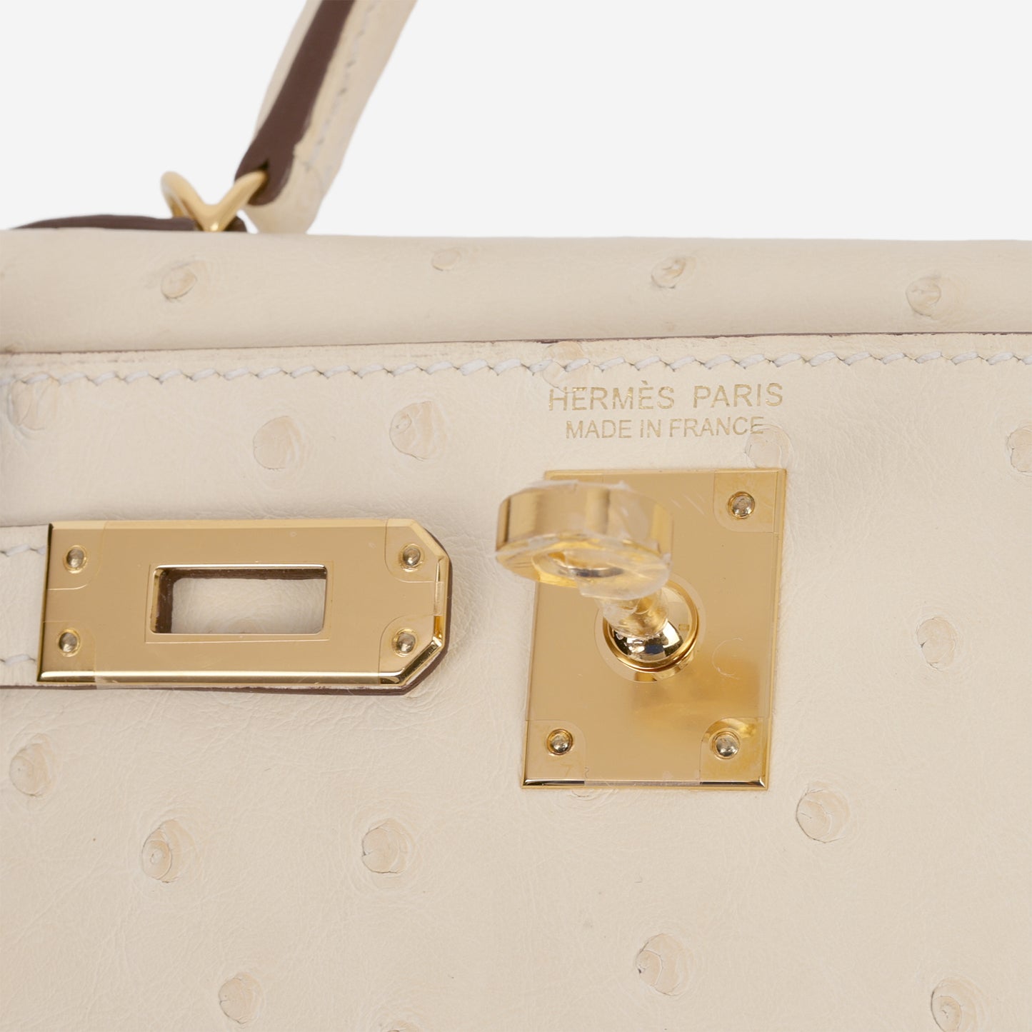 Hermès Mini Kelly - Nata Ostrich | Gold hardware