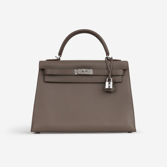 Hermès Kelly 32 - Gris Etain Epsom | Palladium Hardware